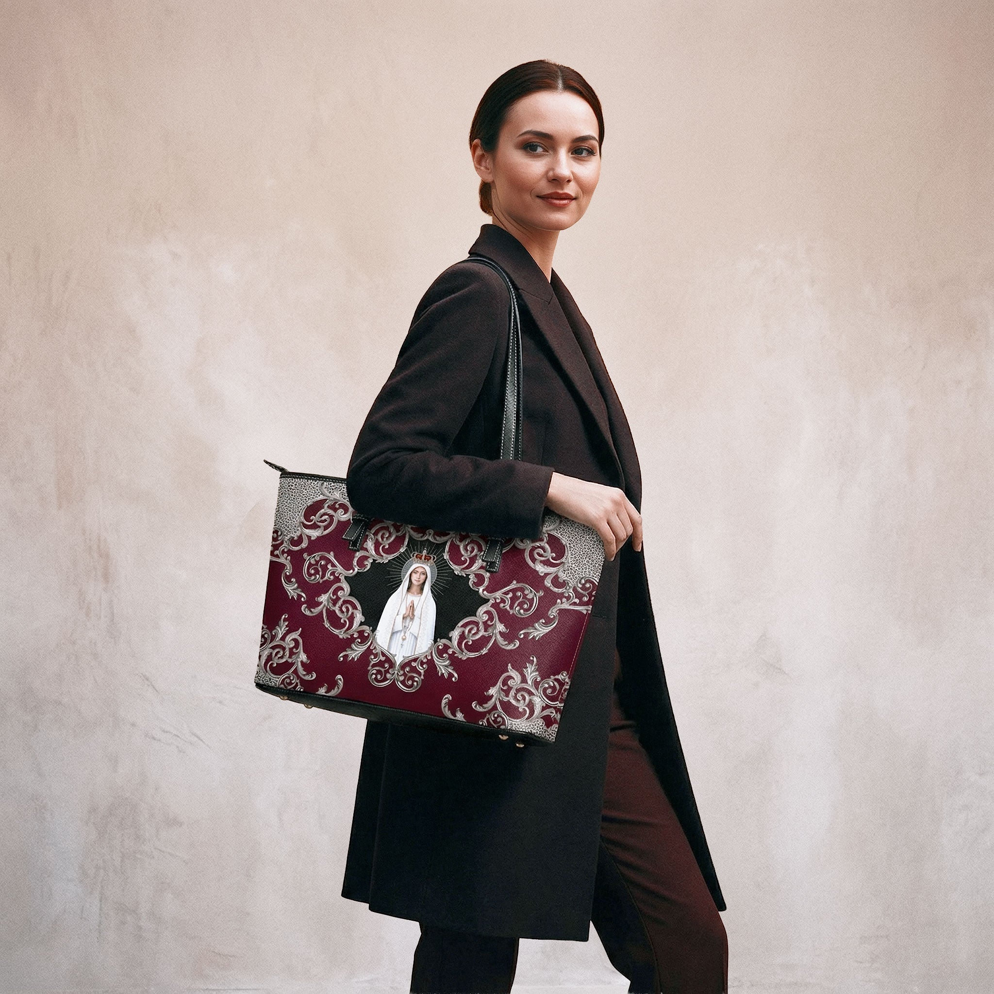 Our Lady of Fatima Tote Bag (Baroque Mahogany) - Venxara