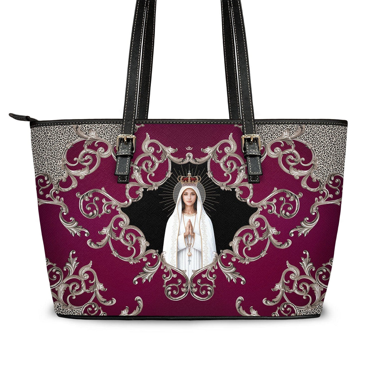 Our Lady of Fatima Tote Bag (Baroque Mahogany) Copyright VENXARA