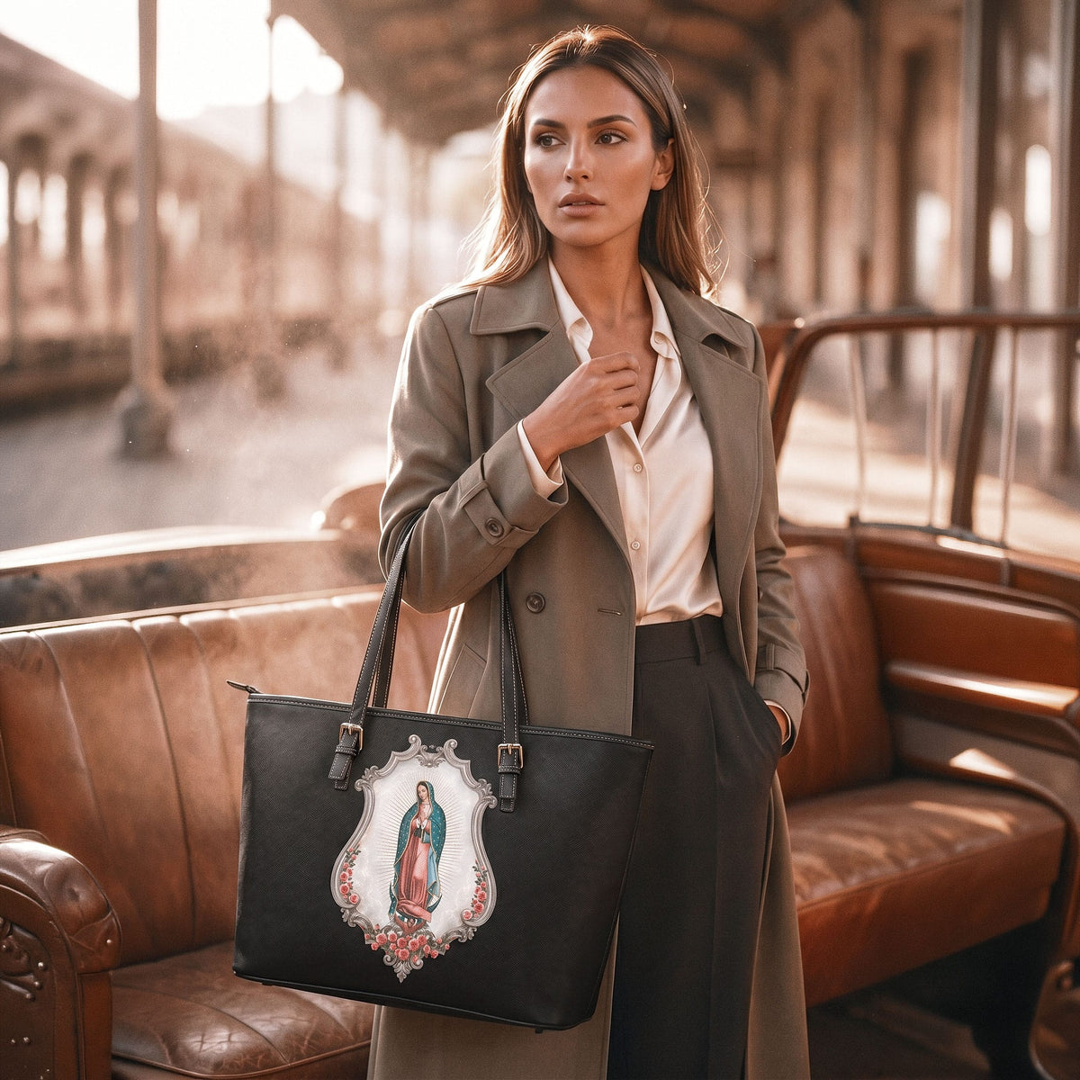 Our Lady of Guadalupe Tote Bag (Black) Copyright VENXARA