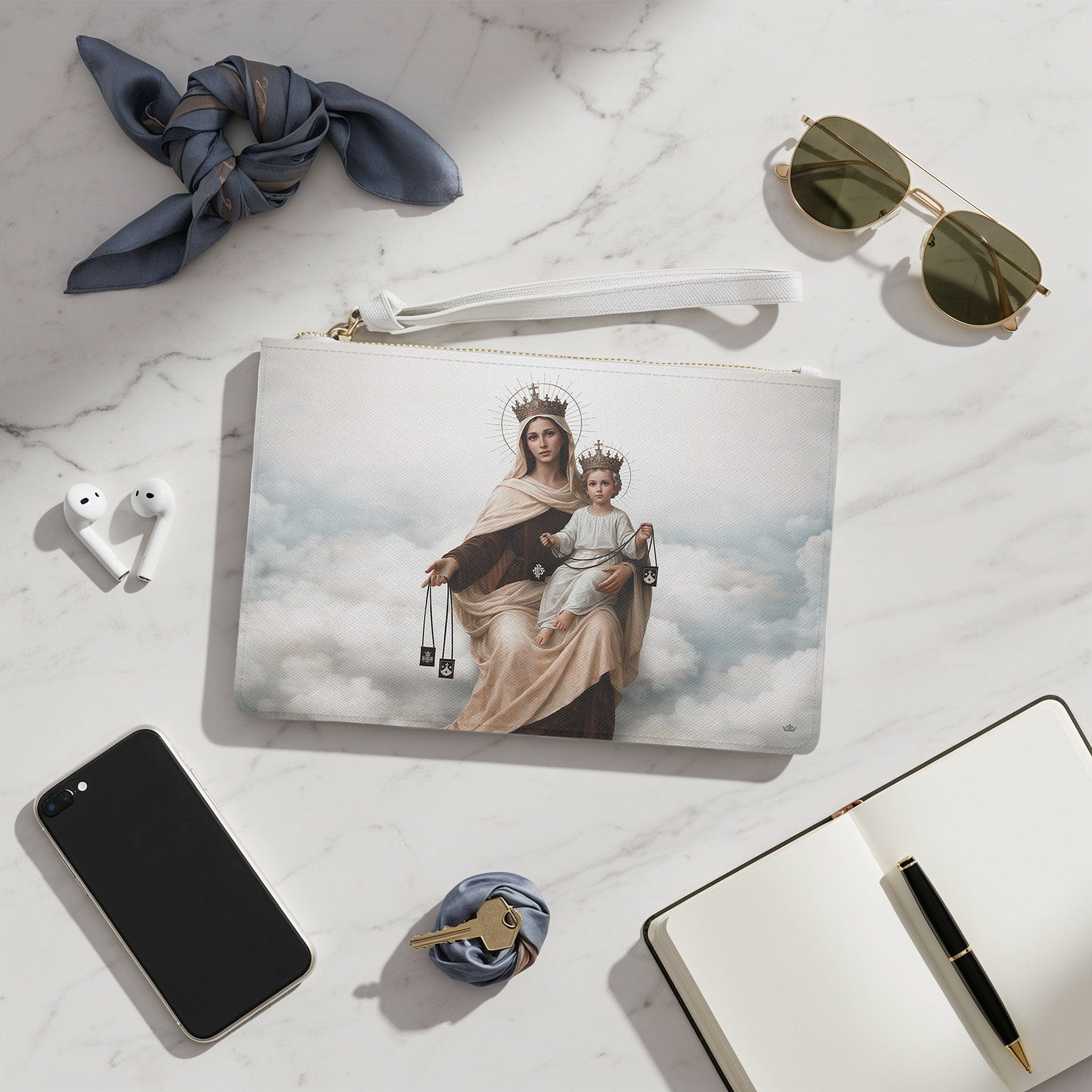Our Lady of Mt Carmel Clutch Pouch (Blanc) Copyright VENXARA