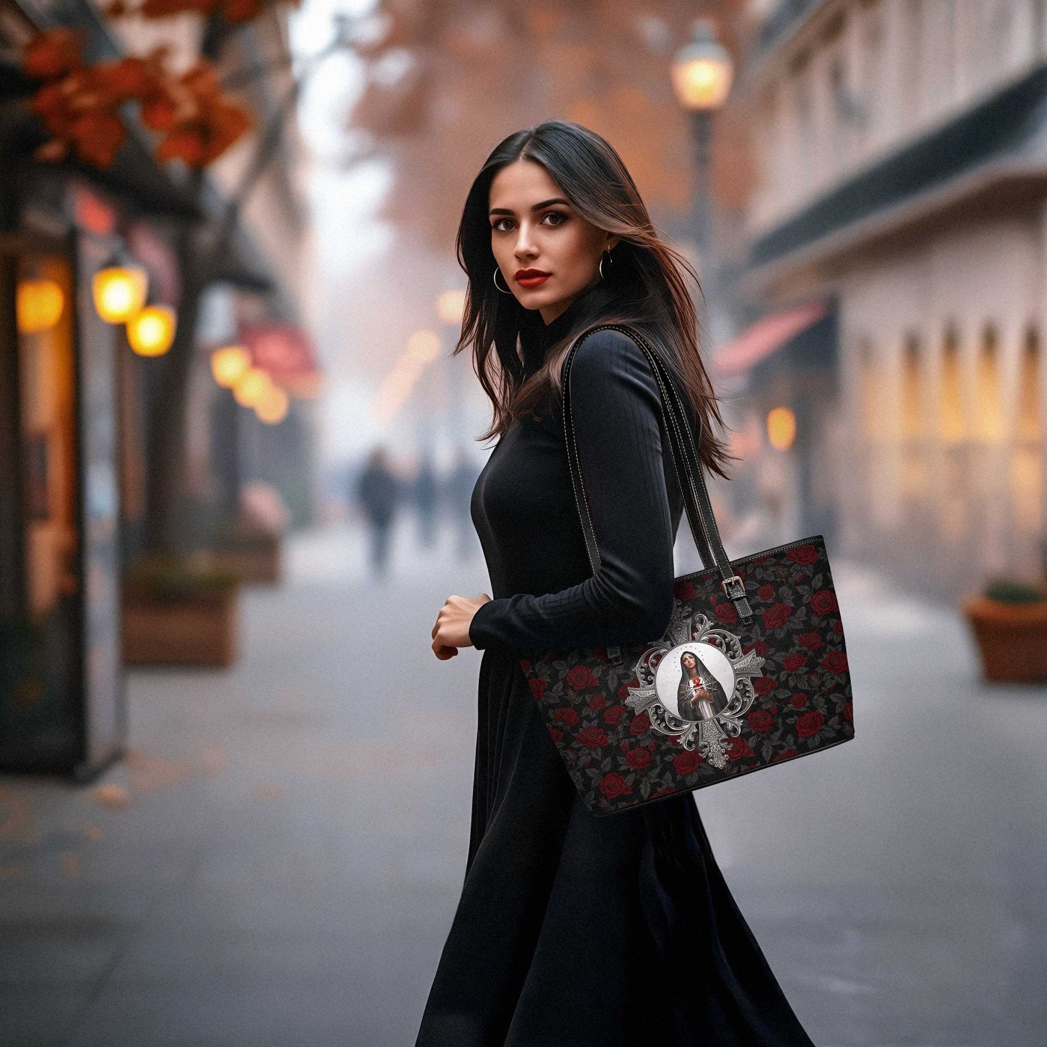 Our Lady of Sorrows Tote Bag (Roses) Copyright VENXARA