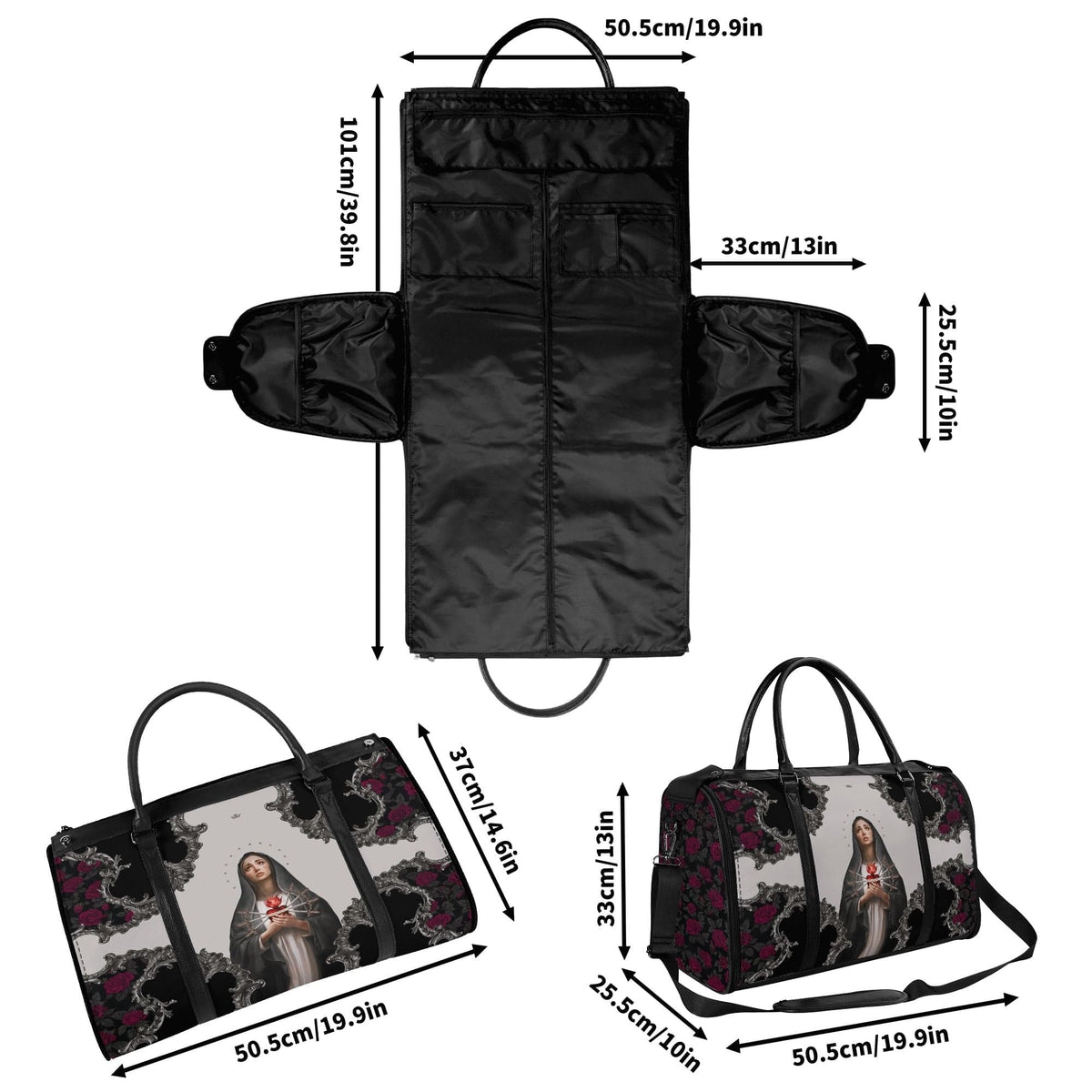 Our Lady of Sorrows Travel Bag (Baroque Roses) Copyright VENXARA