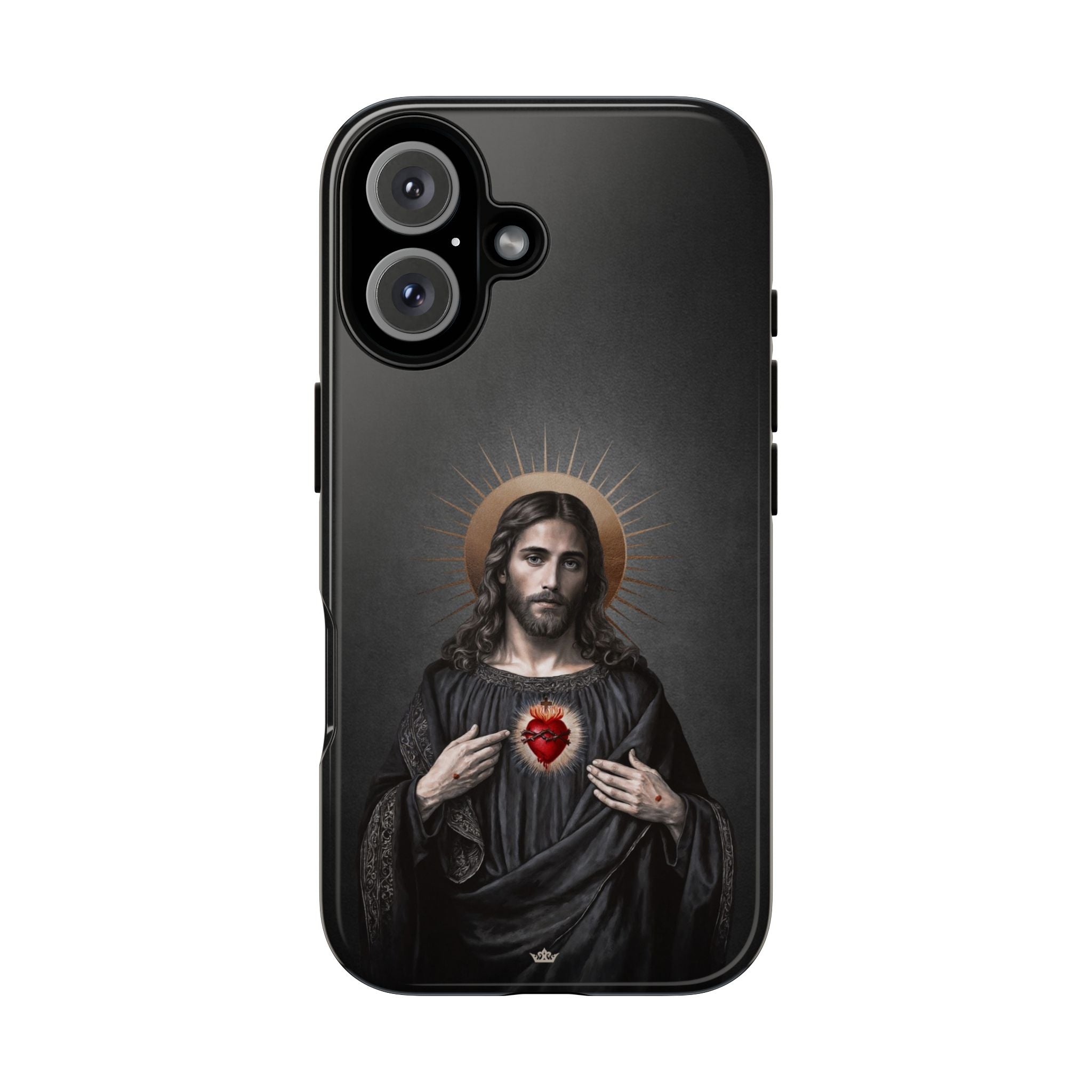 Sacred Heart of Jesus Hard Phone Case (Vintage Black) - Venxara