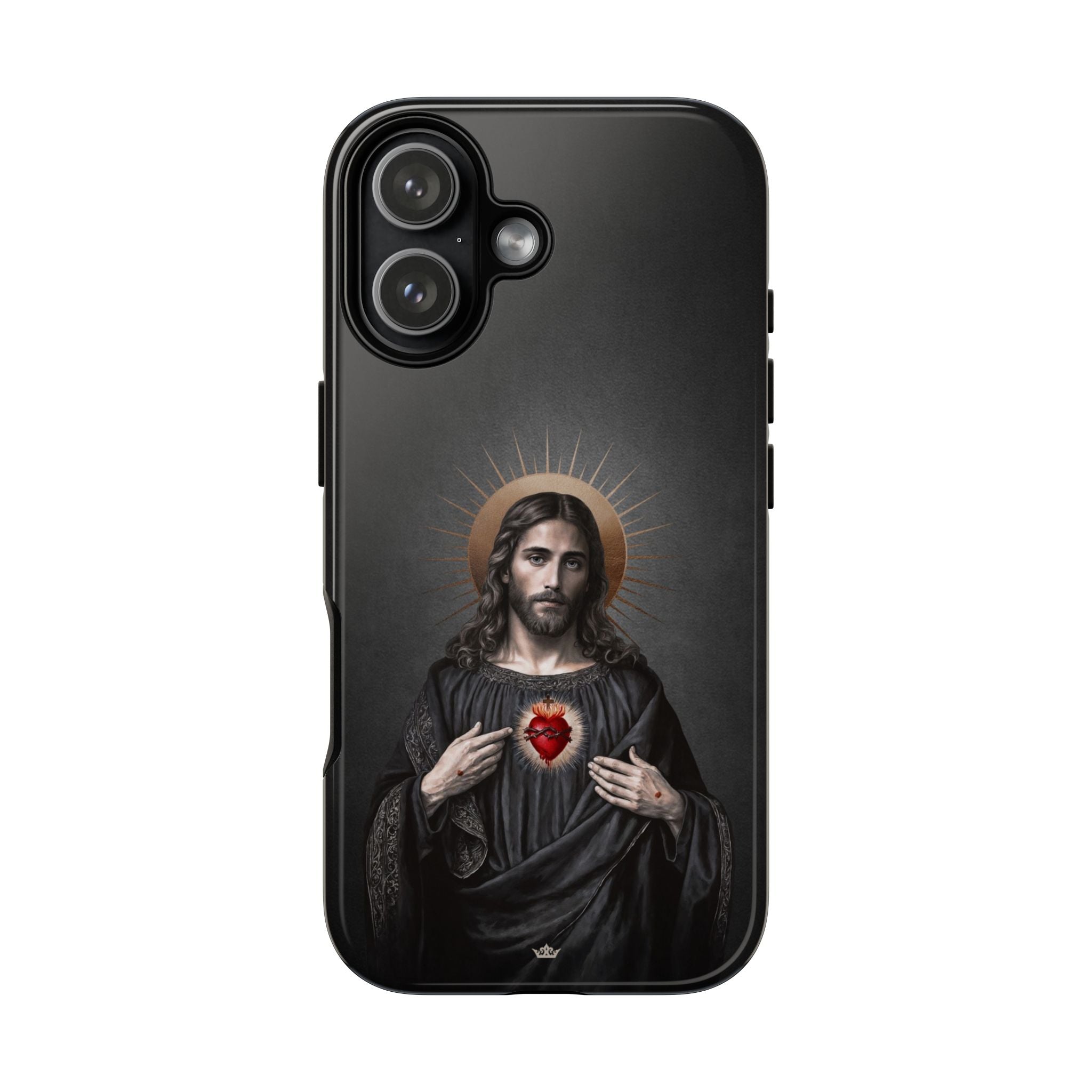 Sacred Heart of Jesus Hard Phone Case (Vintage Black) - Venxara