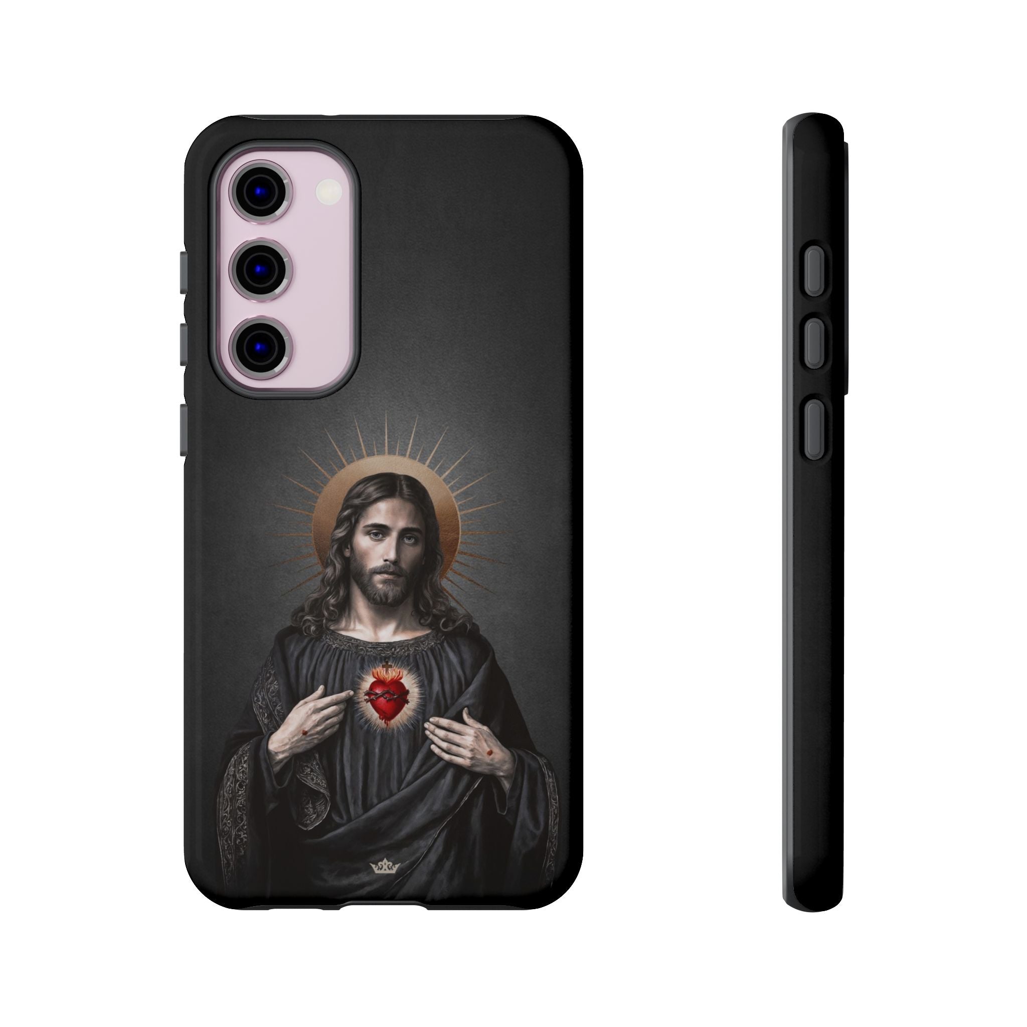 Sacred Heart of Jesus Hard Phone Case (Vintage Black) - Venxara