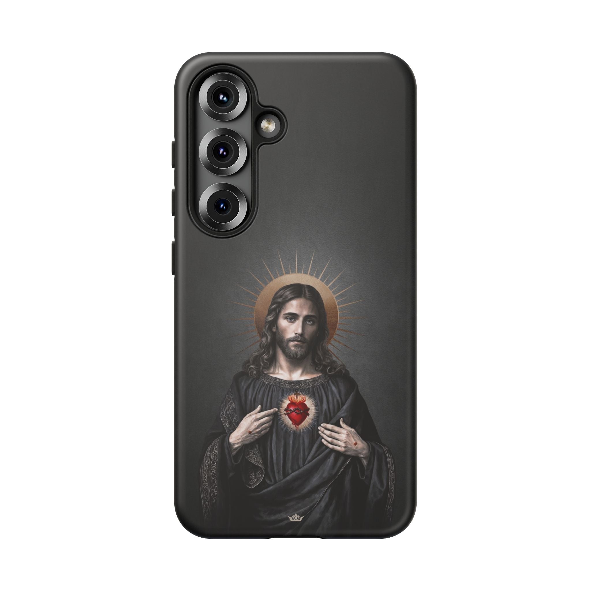 Sacred Heart of Jesus Hard Phone Case (Vintage Black) - Venxara