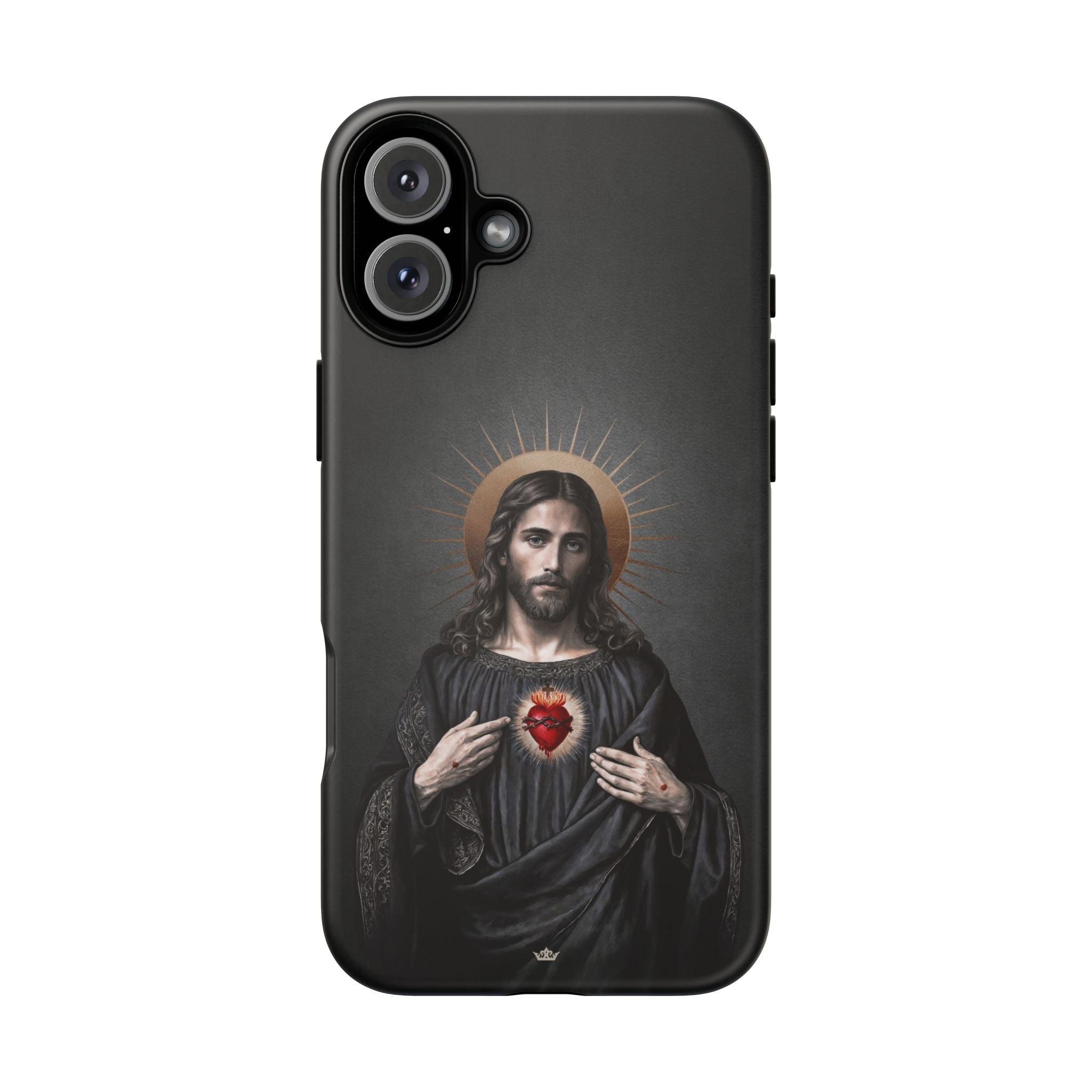 Sacred Heart of Jesus Hard Phone Case (Vintage Black) - Venxara