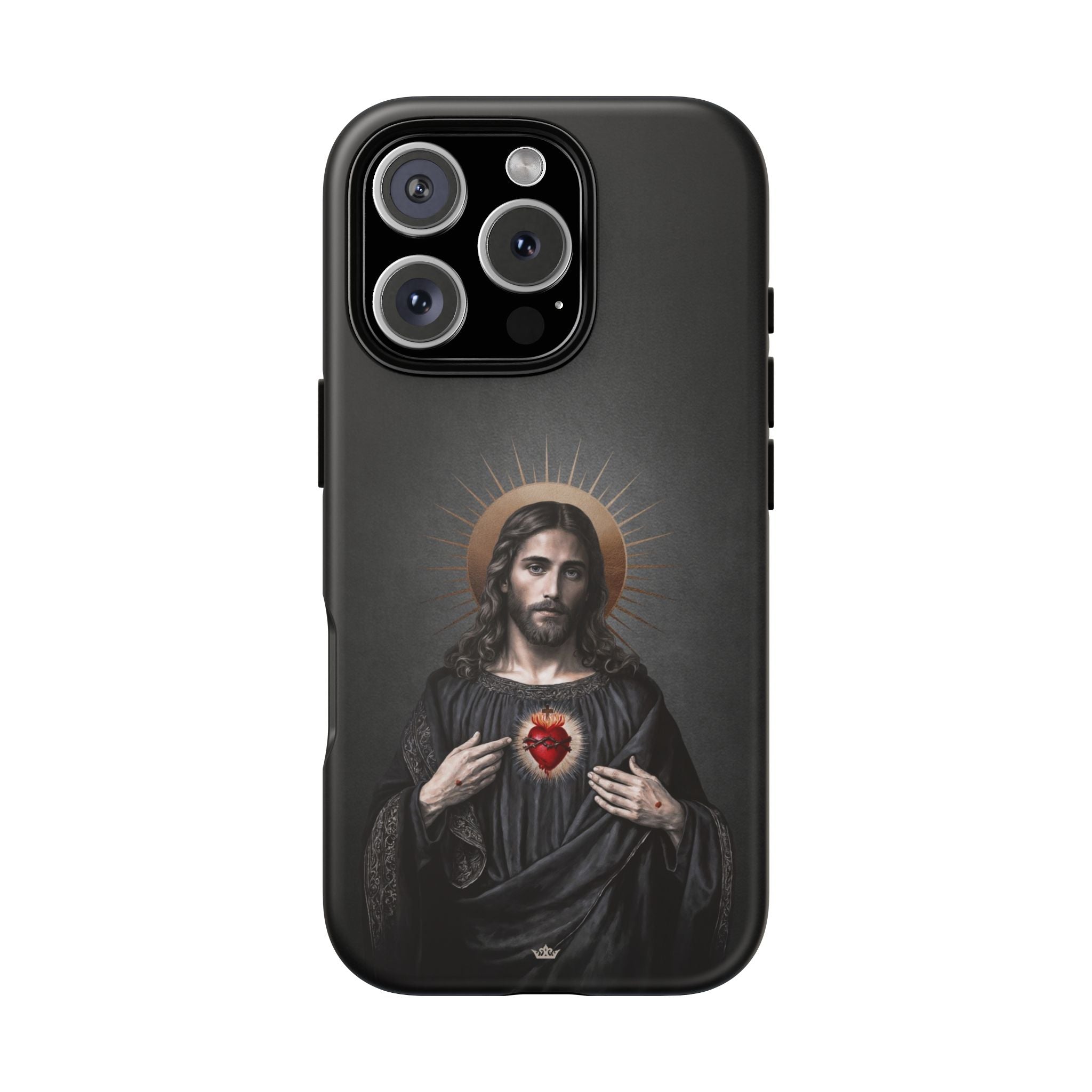 Sacred Heart of Jesus Hard Phone Case (Vintage Black) - Venxara