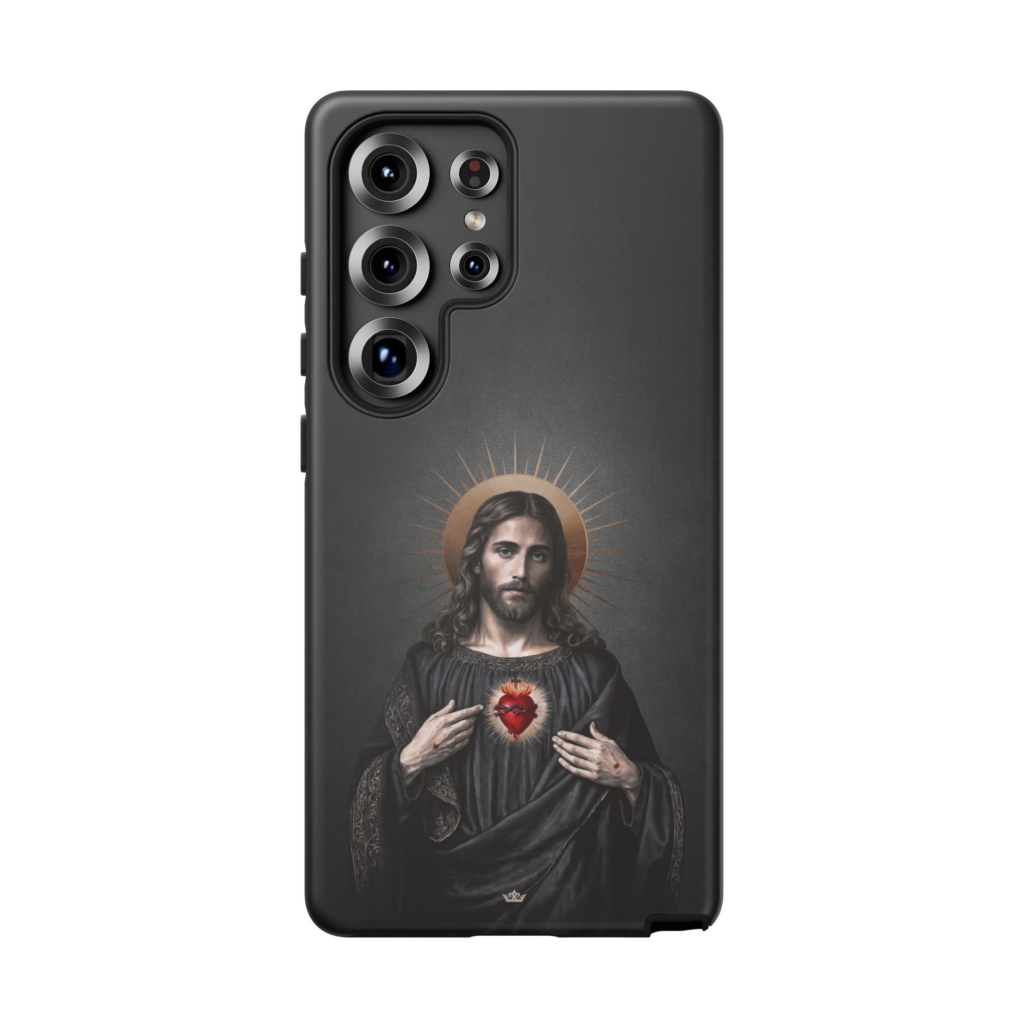 Sacred Heart of Jesus Hard Phone Case (Vintage Black) - Venxara