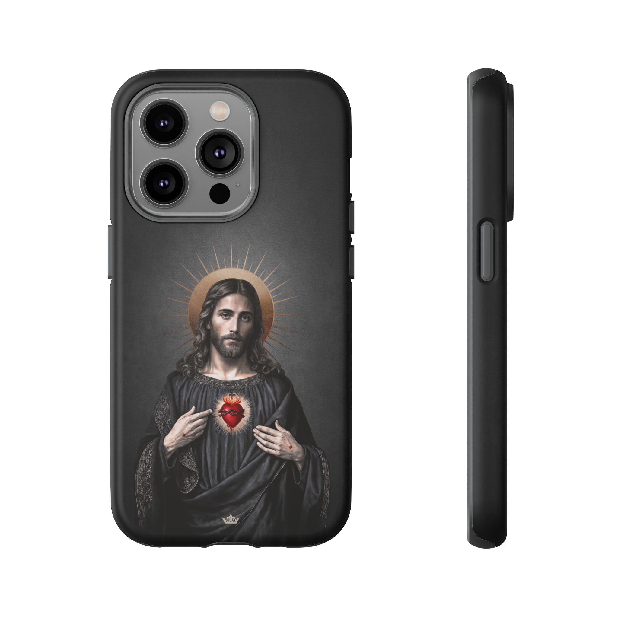 Sacred Heart of Jesus Hard Phone Case (Vintage Black) Copyright VENXARA