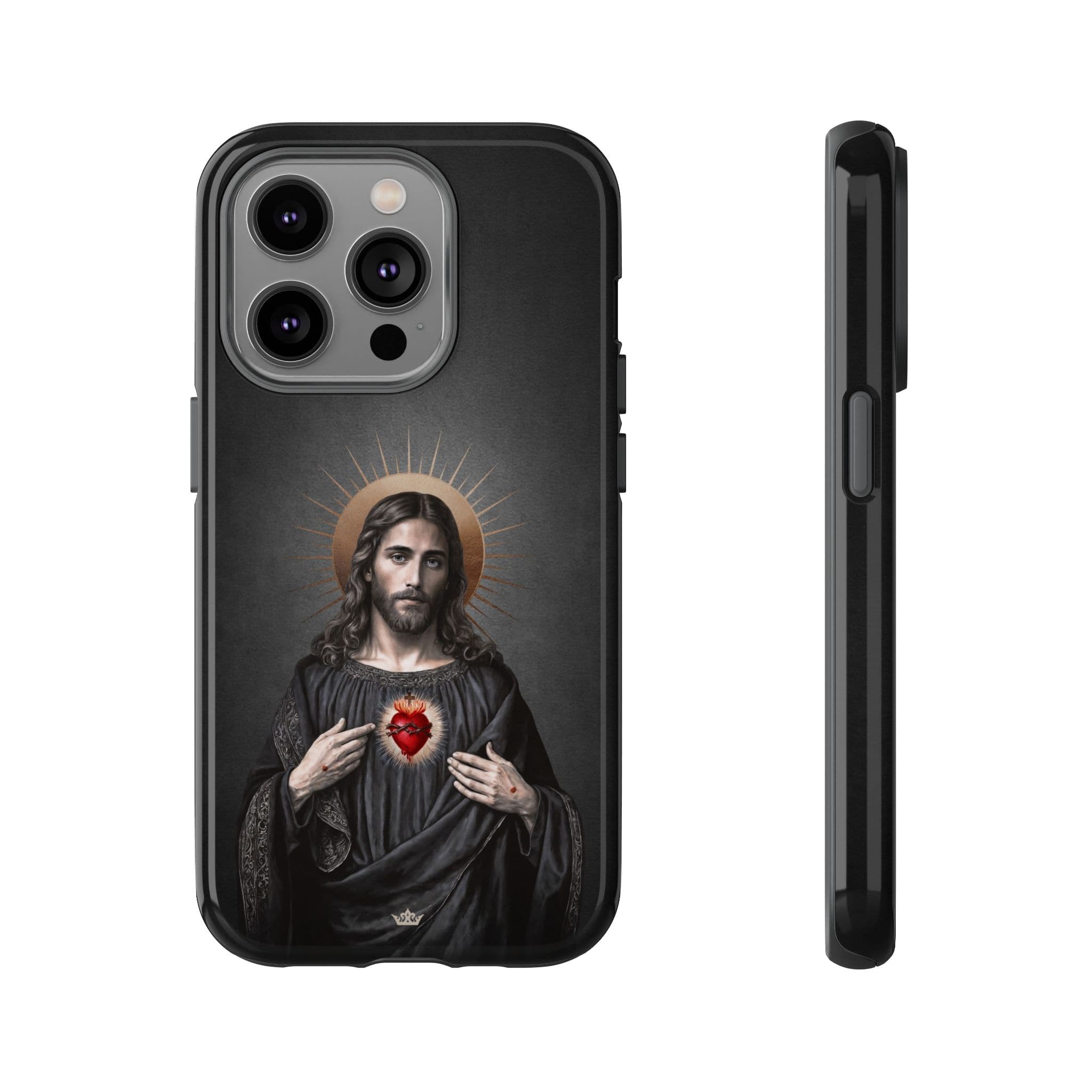 Sacred Heart of Jesus Hard Phone Case (Vintage Black) Copyright VENXARA
