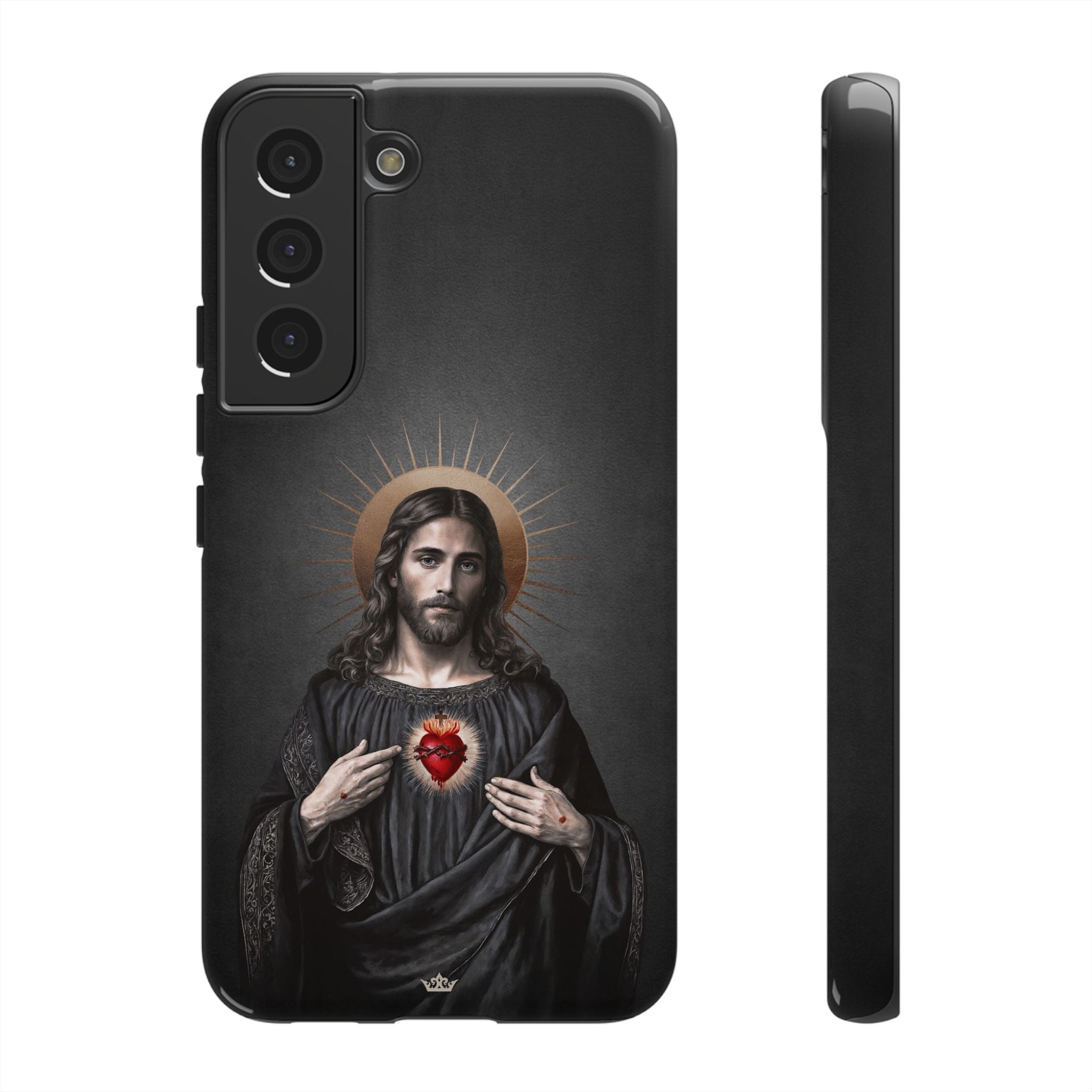 Sacred Heart of Jesus Hard Phone Case (Vintage Black) Copyright VENXARA