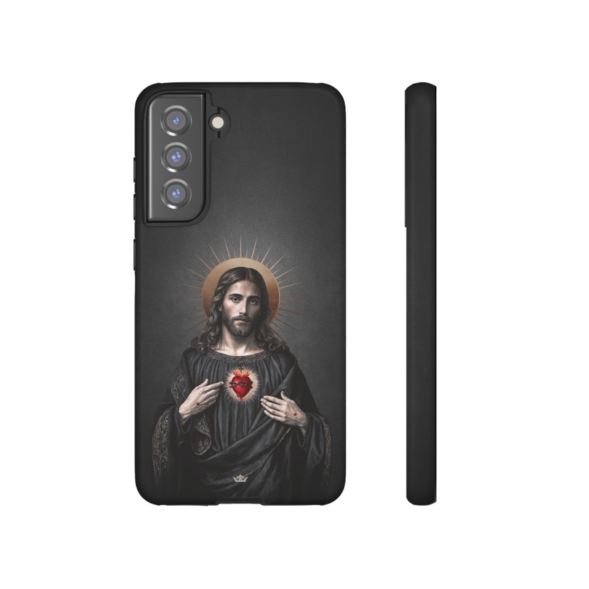 Sacred Heart of Jesus Hard Phone Case (Vintage Black) Copyright VENXARA