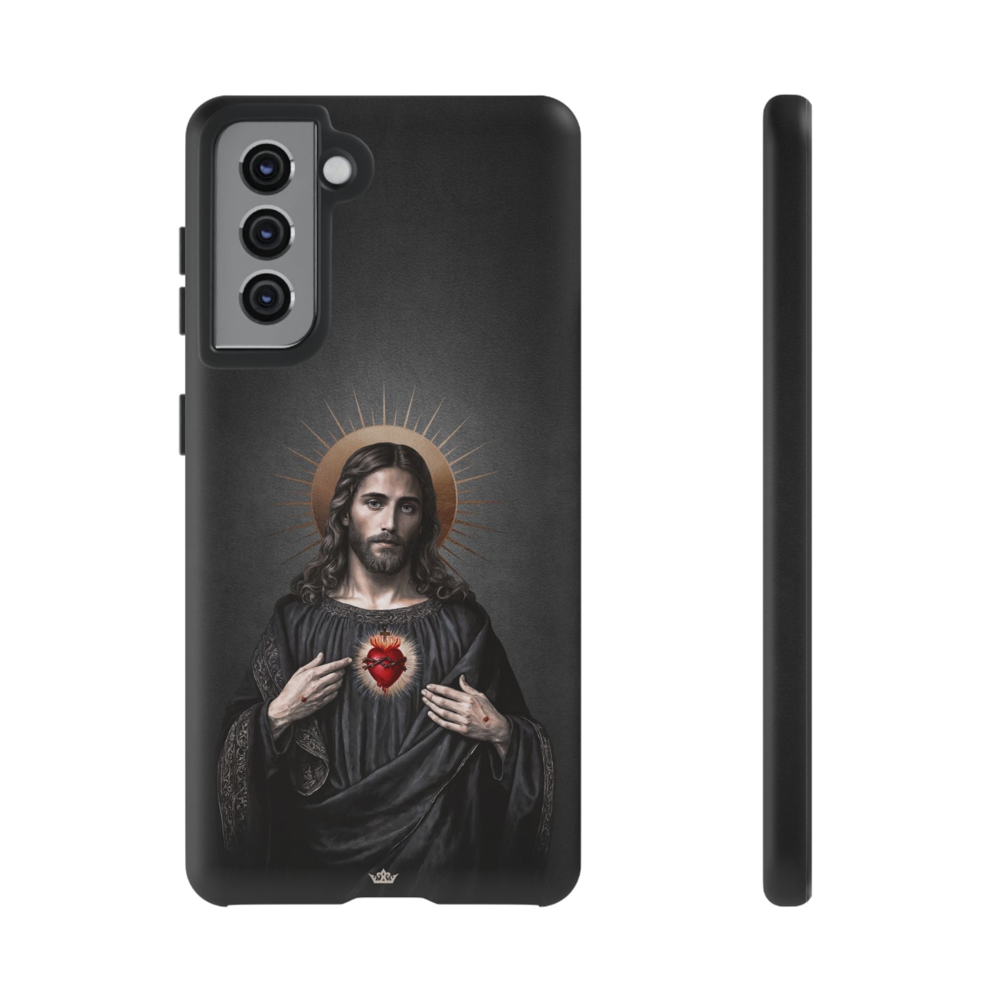 Sacred Heart of Jesus Hard Phone Case (Vintage Black) Copyright VENXARA