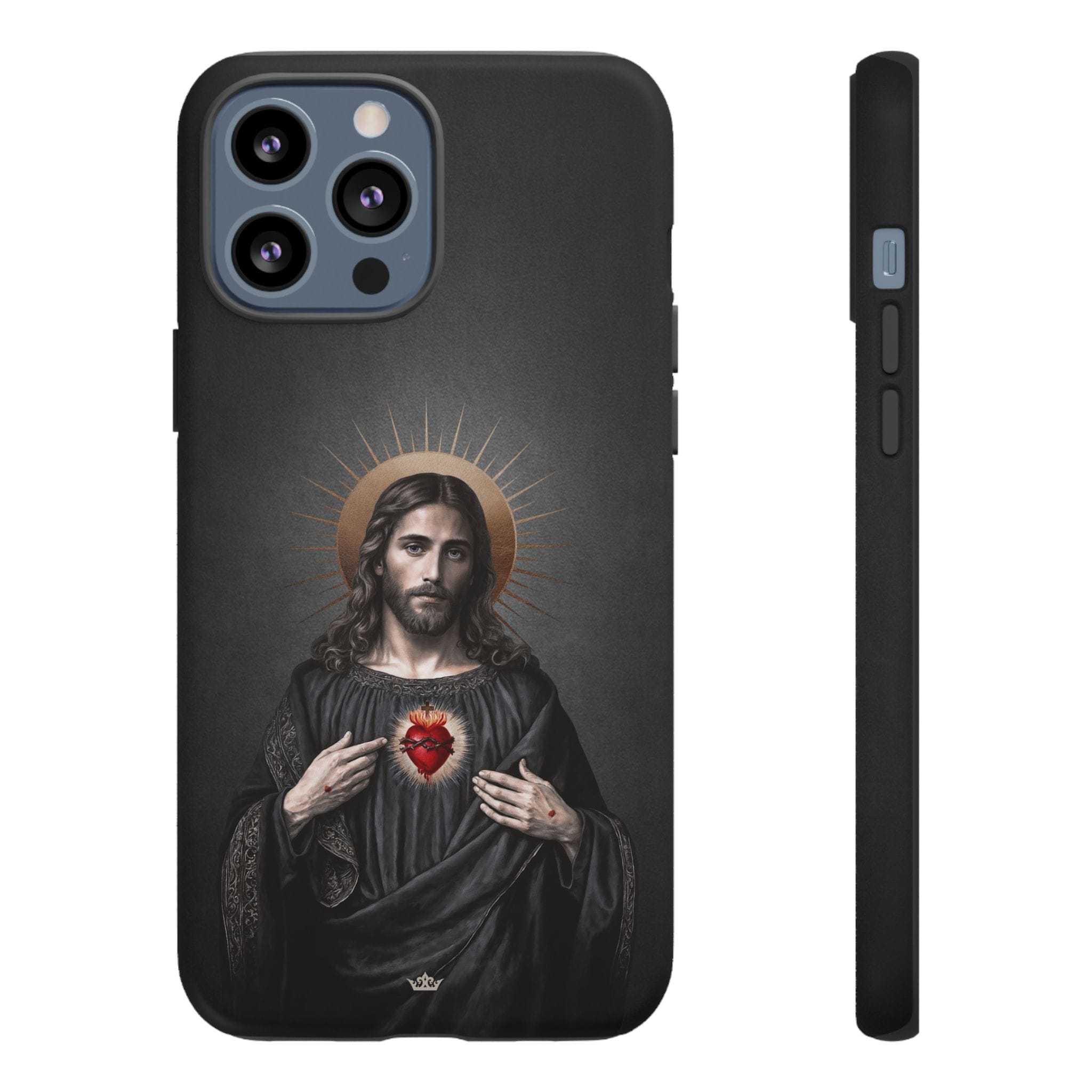 Sacred Heart of Jesus Hard Phone Case (Vintage Black) Copyright VENXARA