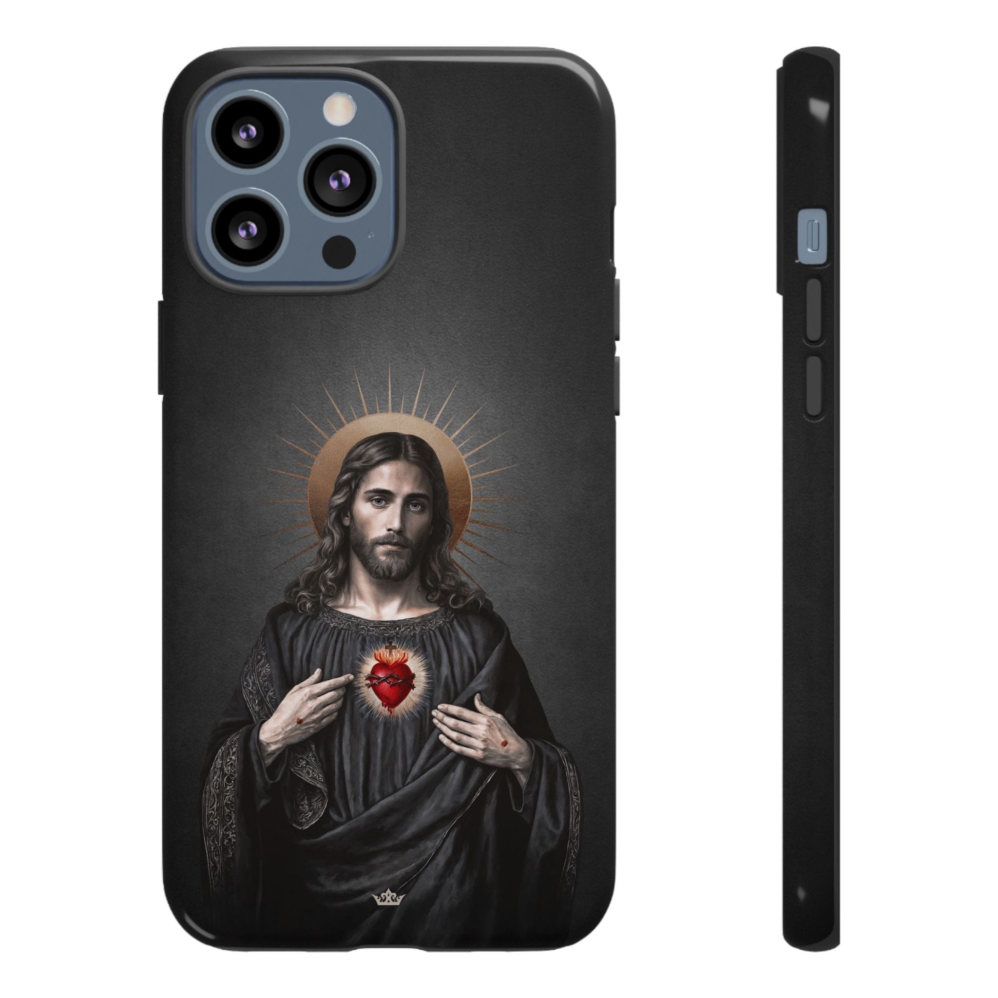 Sacred Heart of Jesus Hard Phone Case (Vintage Black) Copyright VENXARA