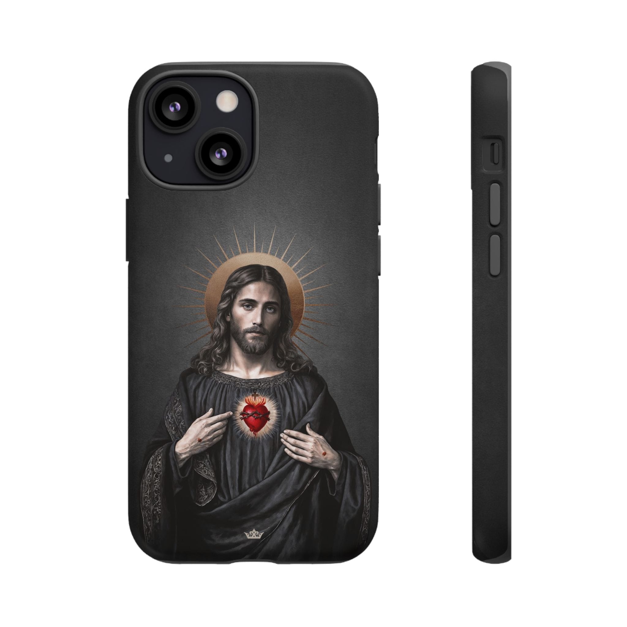 Sacred Heart of Jesus Hard Phone Case (Vintage Black) Copyright VENXARA