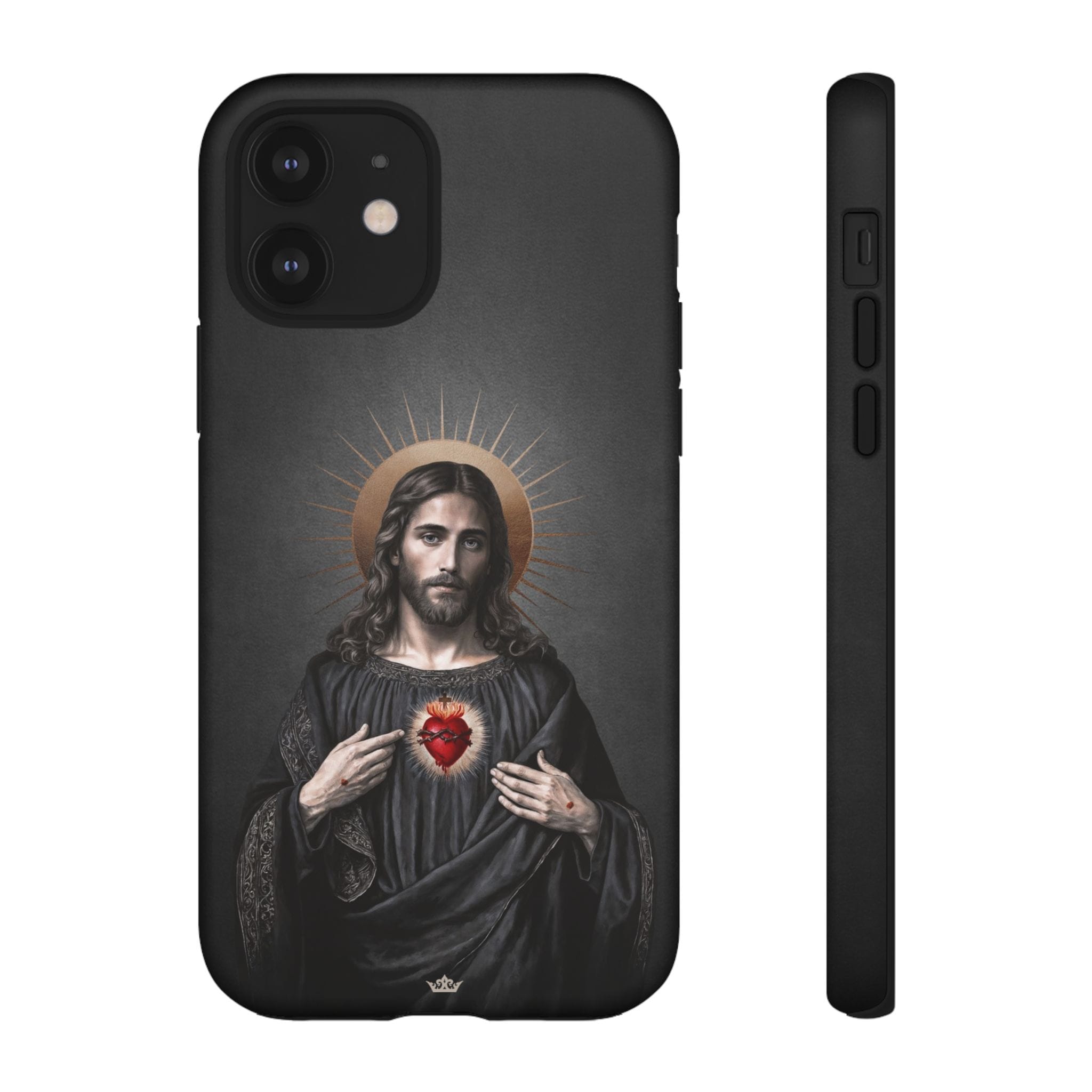 Sacred Heart of Jesus Hard Phone Case (Vintage Black) Copyright VENXARA