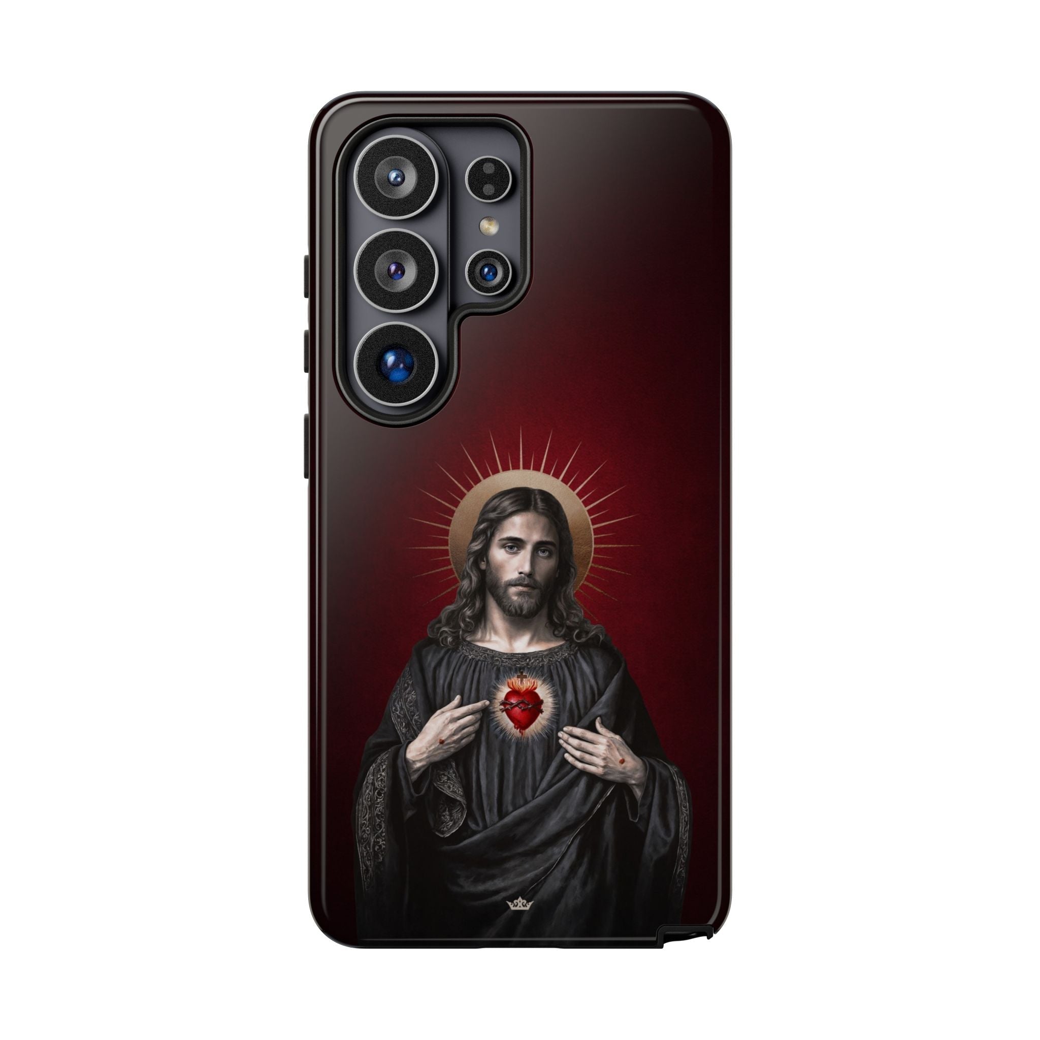 Sacred Heart of Jesus Hard Phone Case (Vintage Garnet) - Venxara