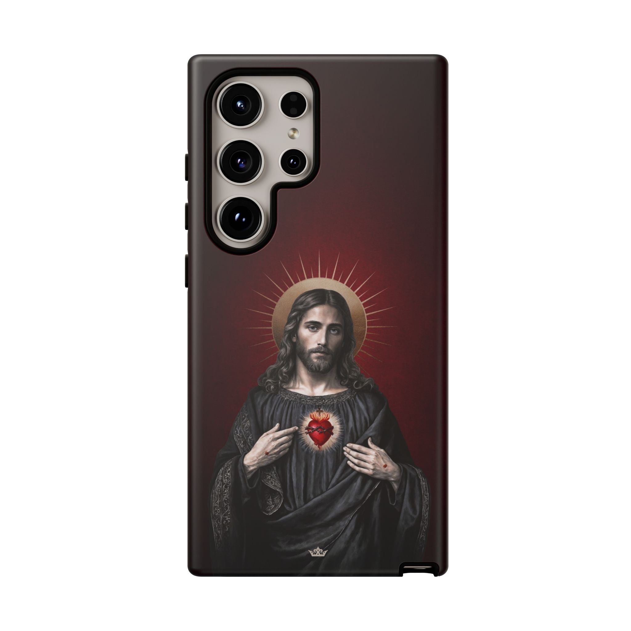 Sacred Heart of Jesus Hard Phone Case (Vintage Garnet) - Venxara