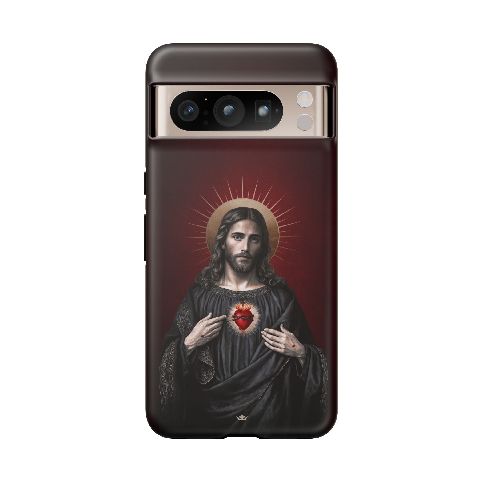 Sacred Heart of Jesus Hard Phone Case (Vintage Garnet) - Venxara