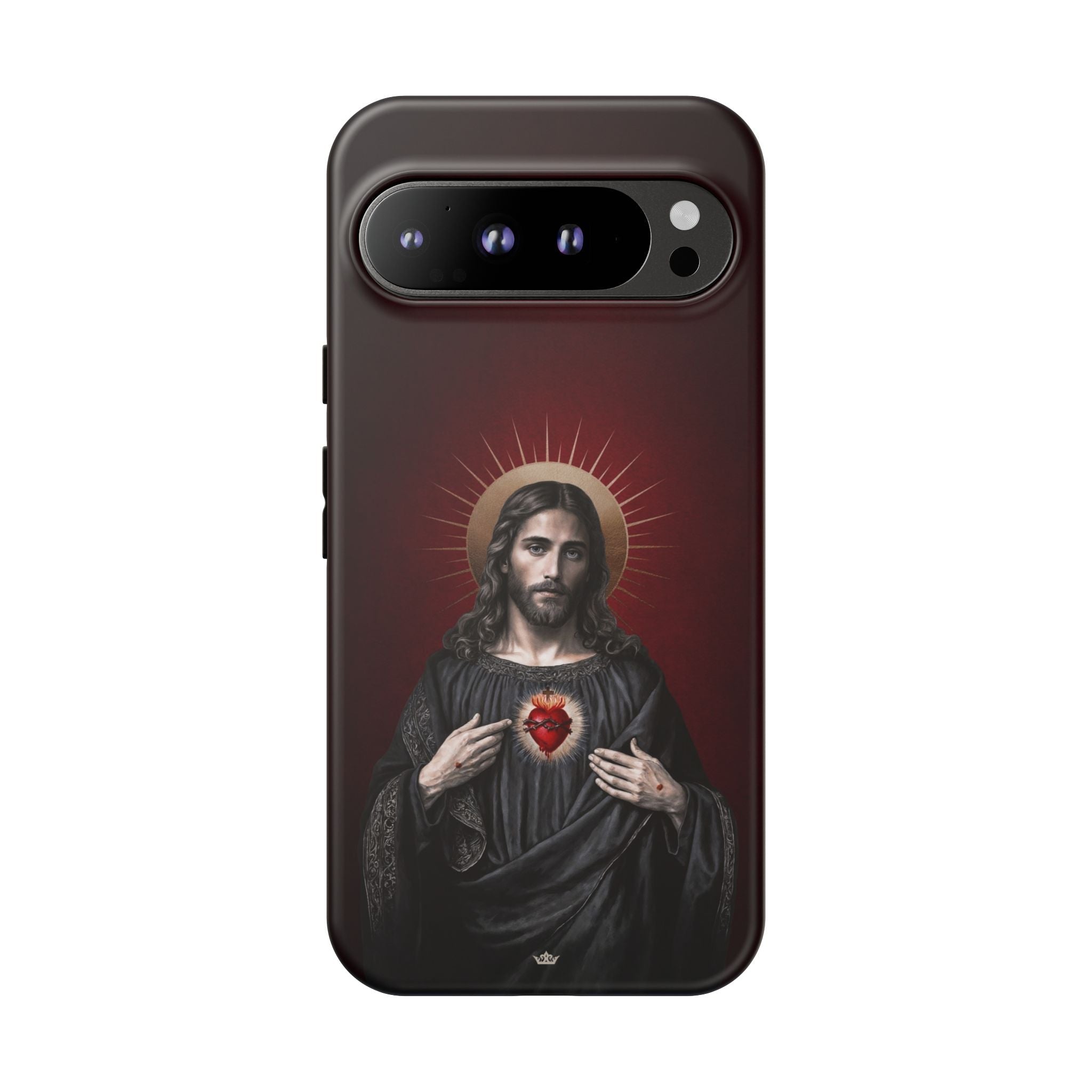 Sacred Heart of Jesus Hard Phone Case (Vintage Garnet) - Venxara
