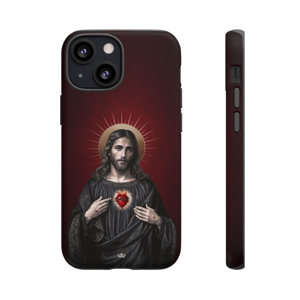 Sacred Heart of Jesus Hard Phone Case (Vintage Garnet) Copyright VENXARA