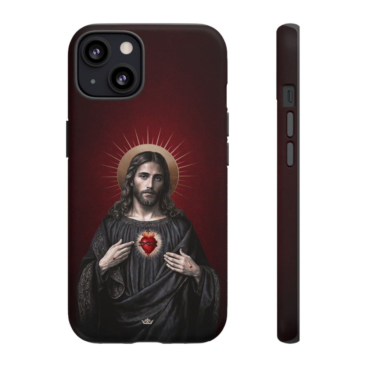Sacred Heart of Jesus Hard Phone Case (Vintage Garnet) Copyright VENXARA