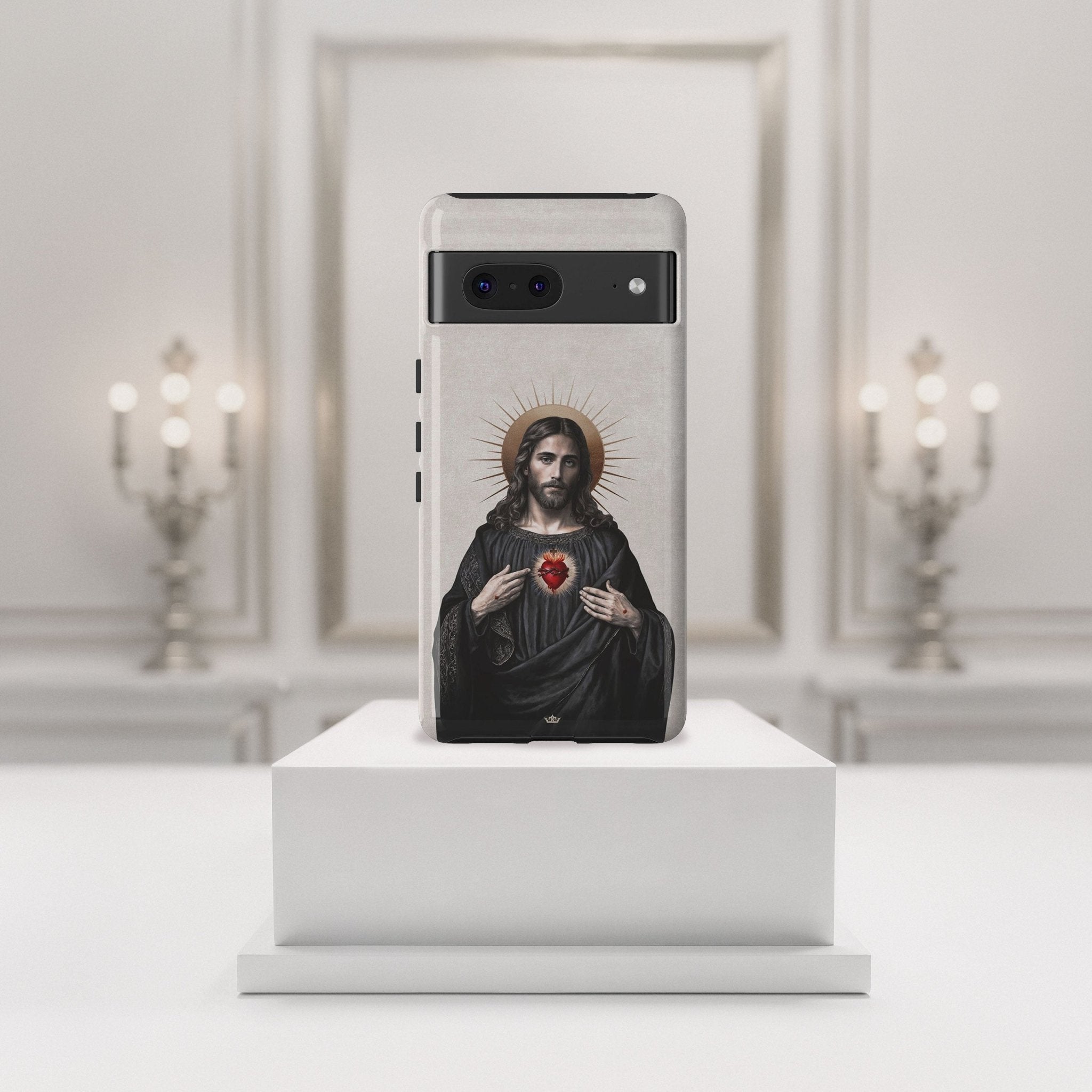 Sacred Heart of Jesus Hard Phone Case (Vintage Ivory) - VENXARA