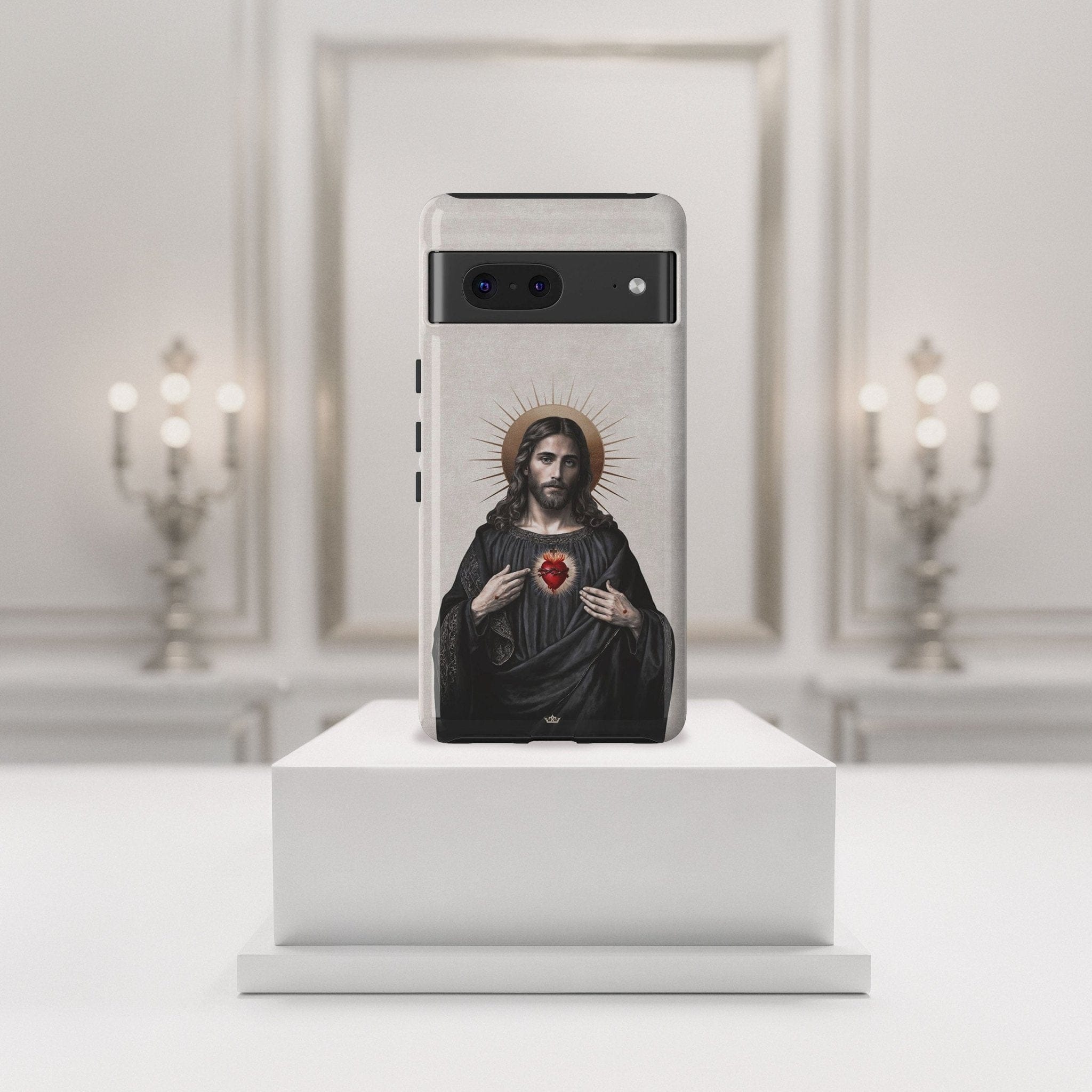 Sacred Heart of Jesus Hard Phone Case (Vintage Ivory) Copyright VENXARA
