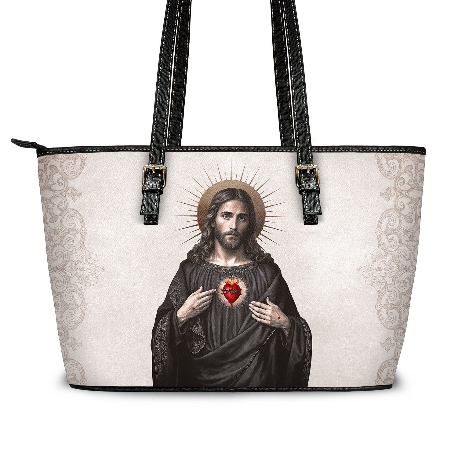 Sacred Heart of Jesus Tote Bag (Vintage Ivory) - VENXARA®