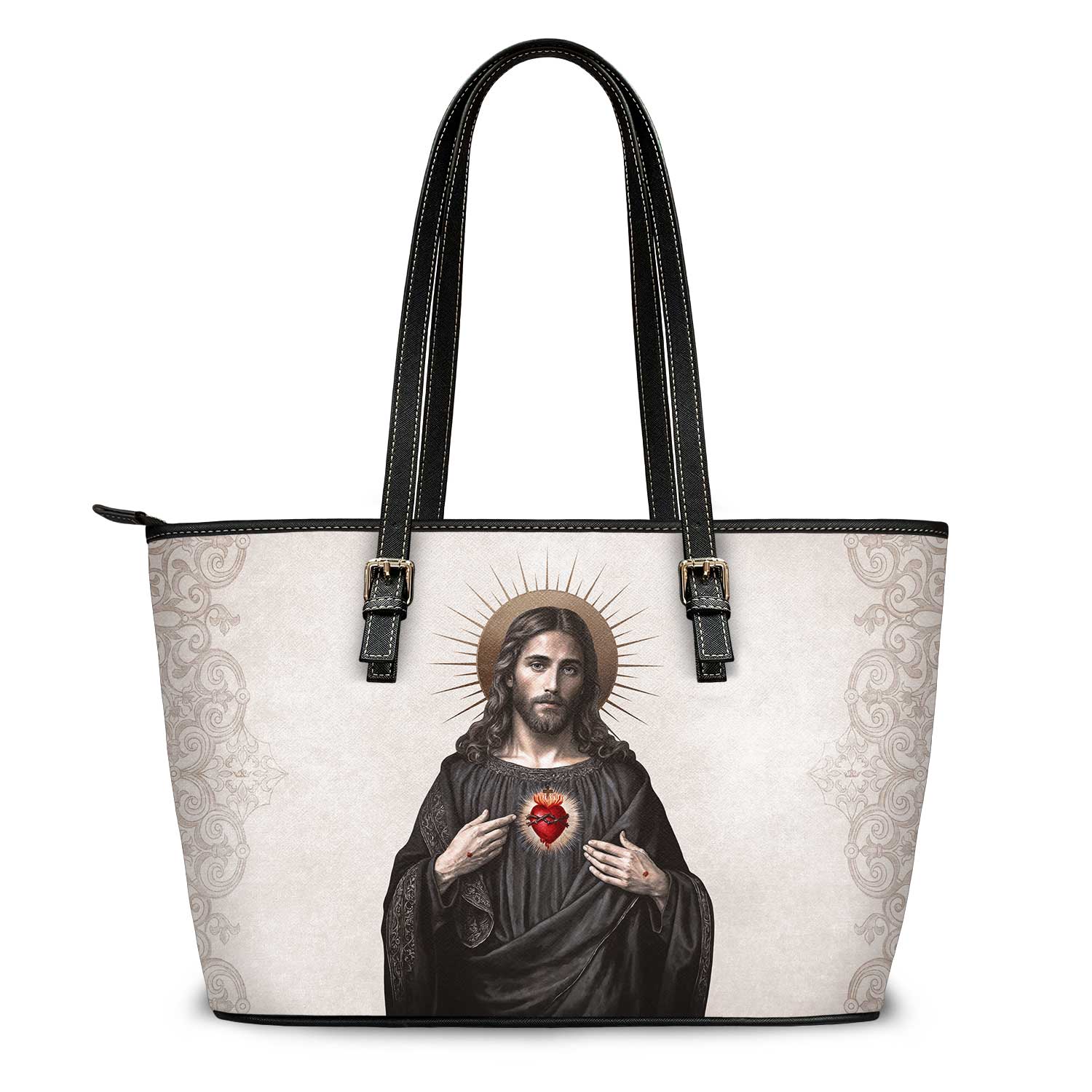Sacred Heart of Jesus Tote Bag (Vintage Ivory) - VENXARA®