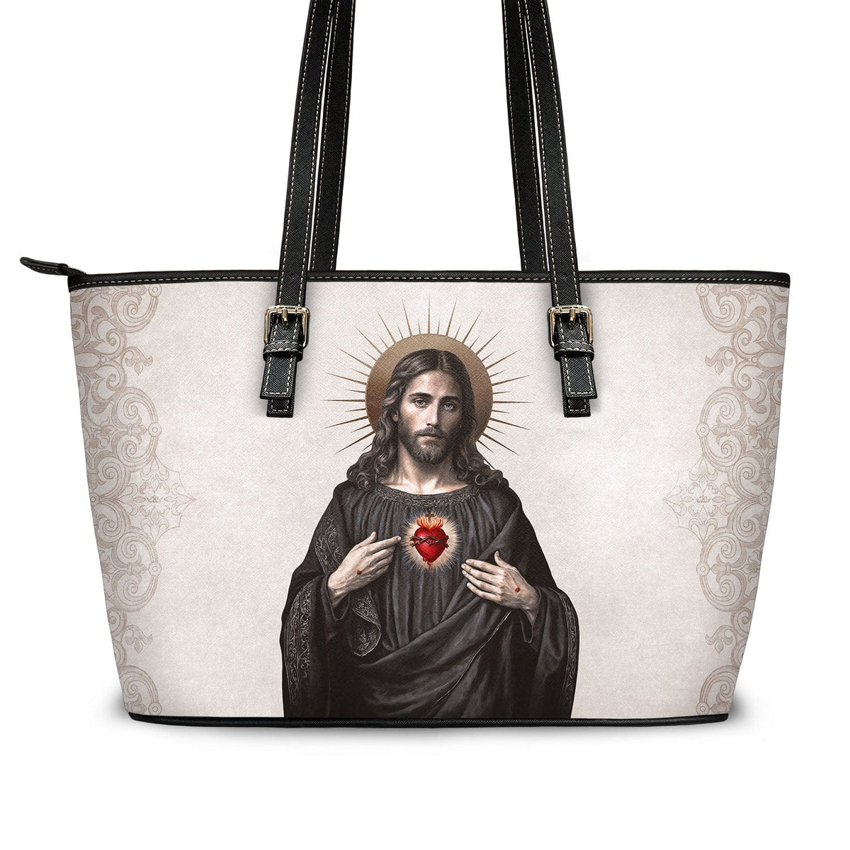 Sacred Heart of Jesus Tote Bag (Vintage Ivory) Copyright VENXARA