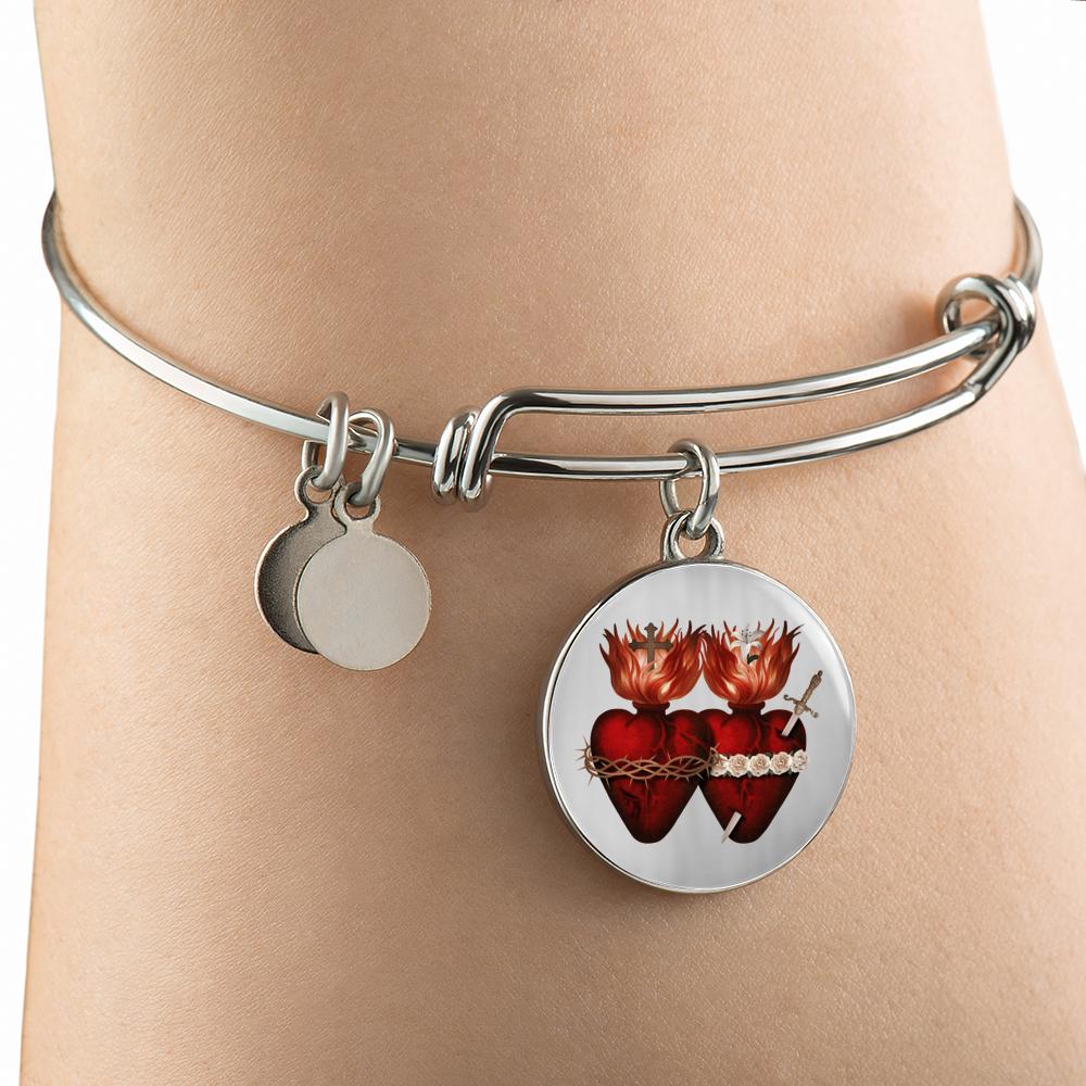 Sacred Hearts Charm Bangle Bracelet - VENXARA®