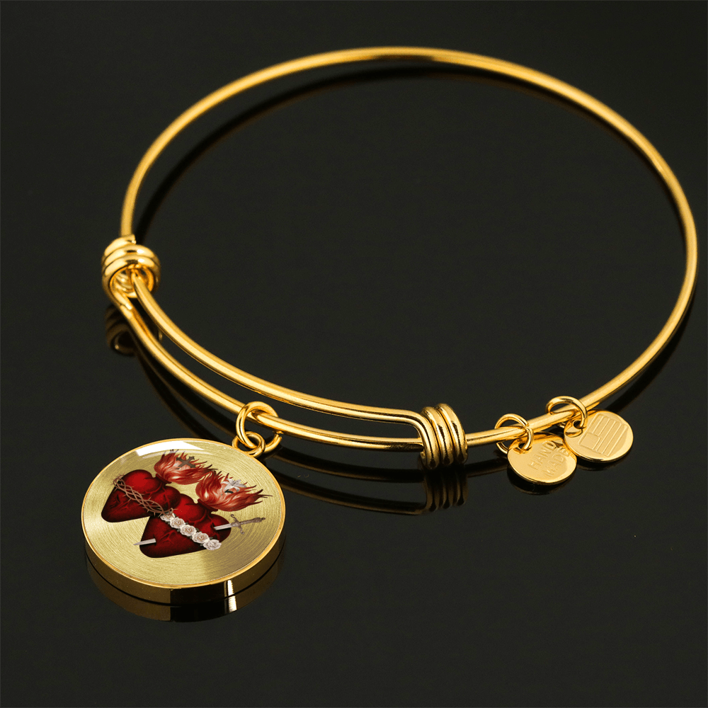 Sacred Hearts Charm Bangle Bracelet - VENXARA®