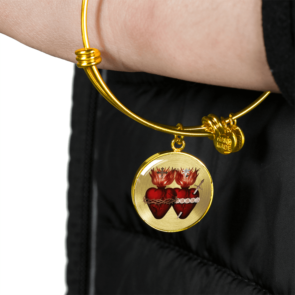 Sacred Hearts Charm Bangle Bracelet - VENXARA®