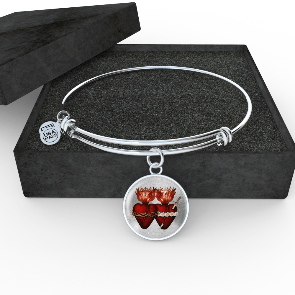 Sacred Hearts Charm Bangle Bracelet - VENXARA®