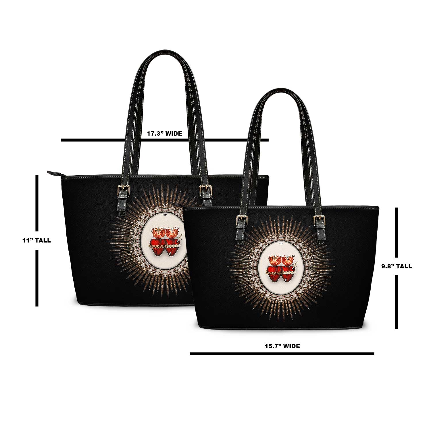 Sacred Hearts II Tote Bag (Black) - VENXARA®
