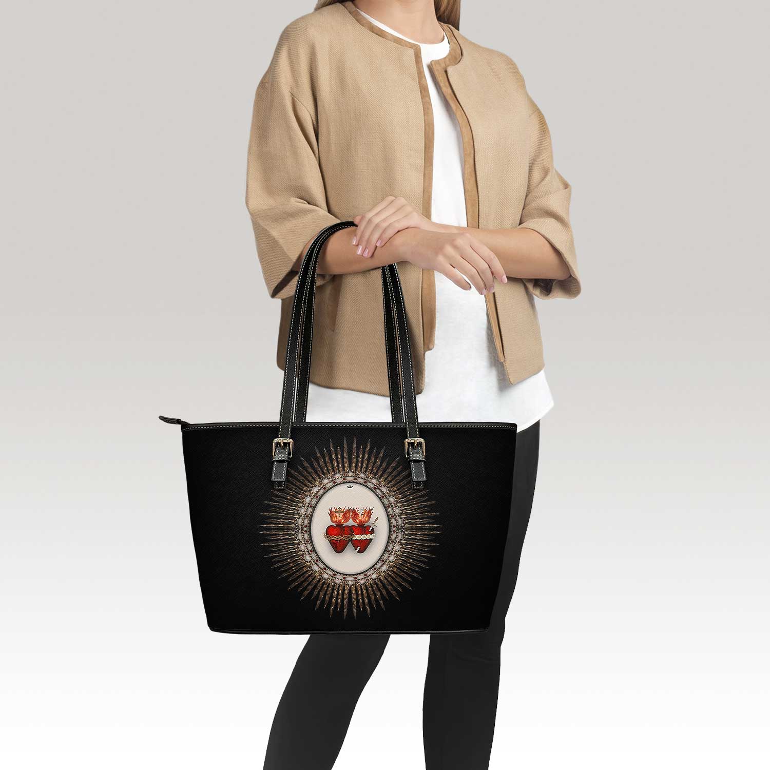 Sacred Hearts II Tote Bag (Black) - VENXARA®