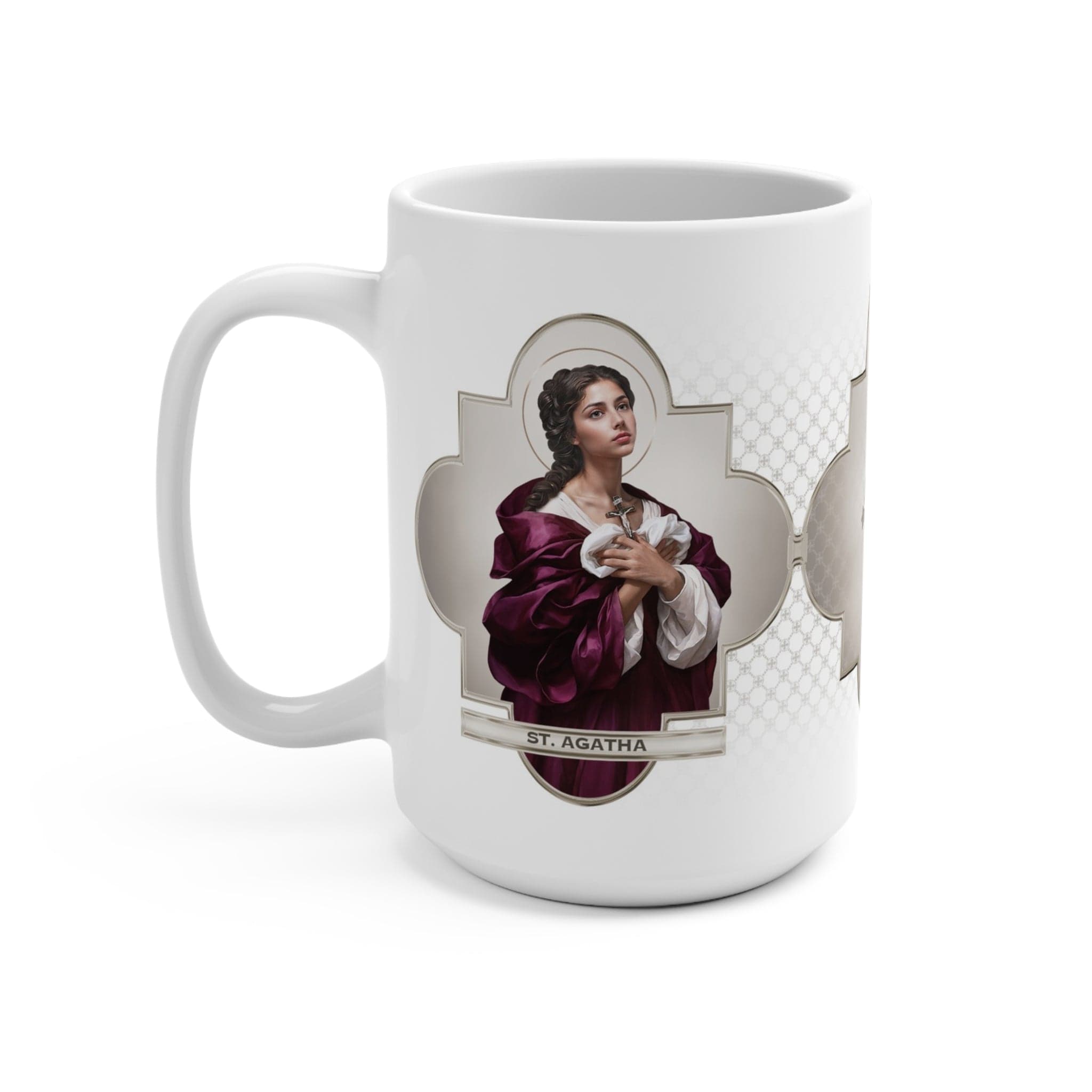 St. Agatha Ceramic Mug (White 15 oz) Copyright VENXARA