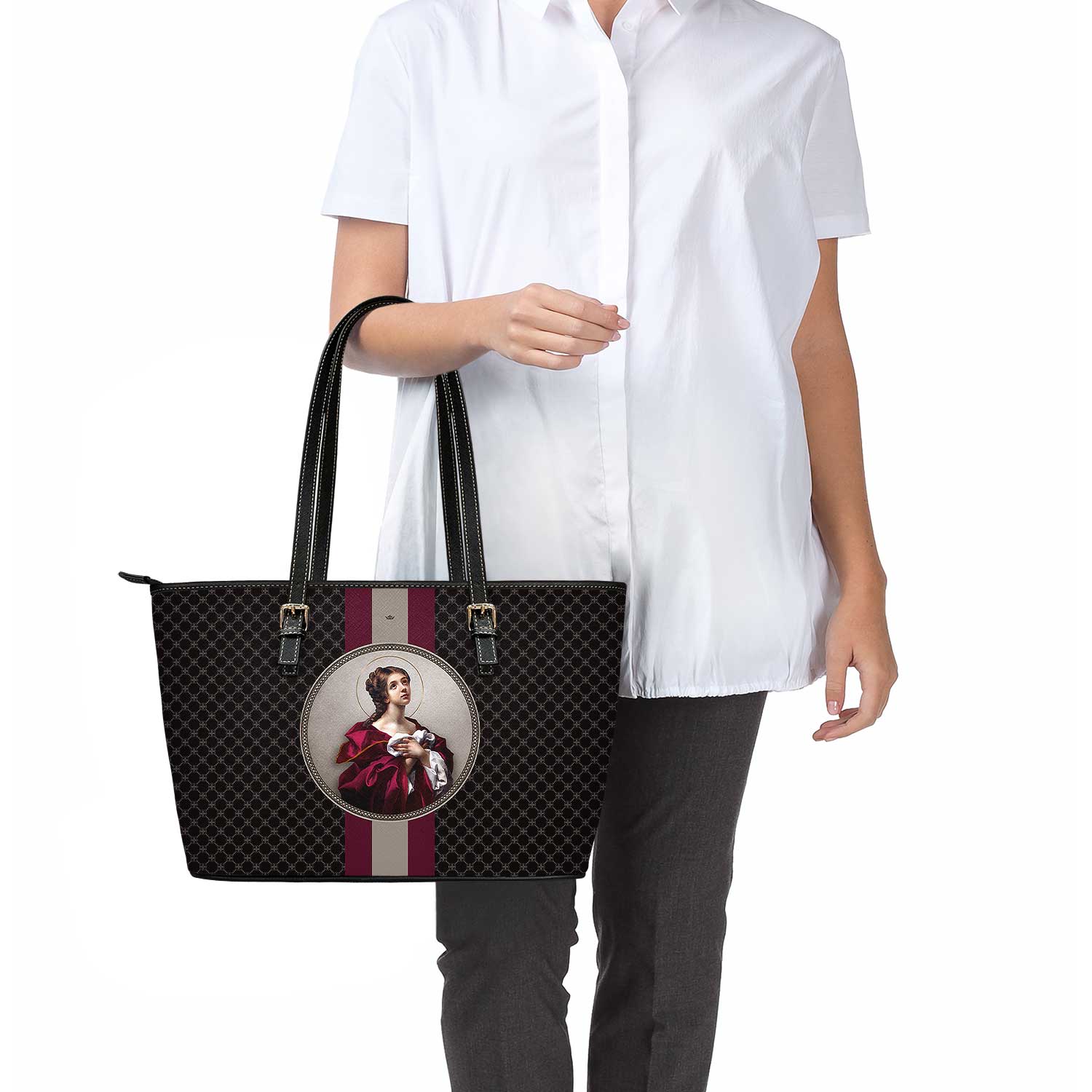 St. Agatha Medallion Tote Bag (Black) - VENXARA®