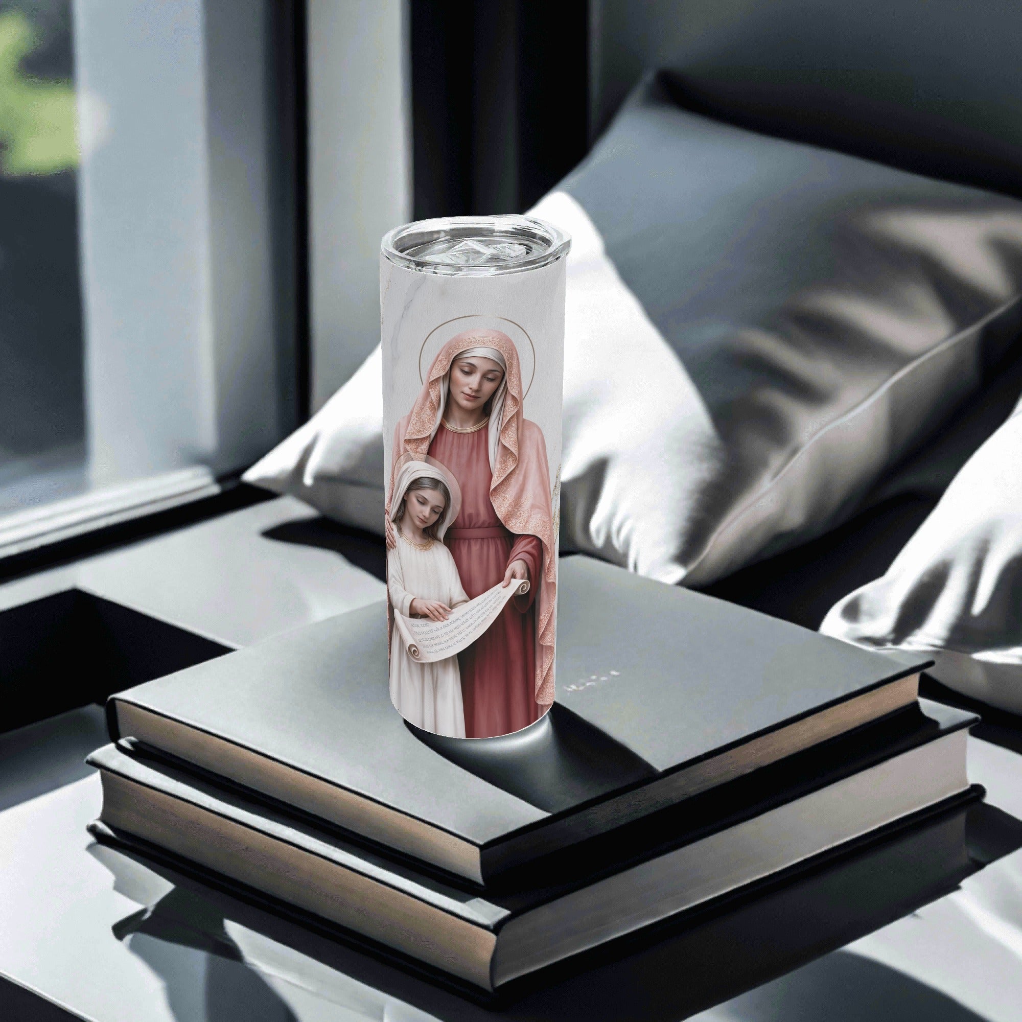 St. Anne Lord's Prayer Skinny Tumbler (Blanc Marble 20 oz) - Venxara