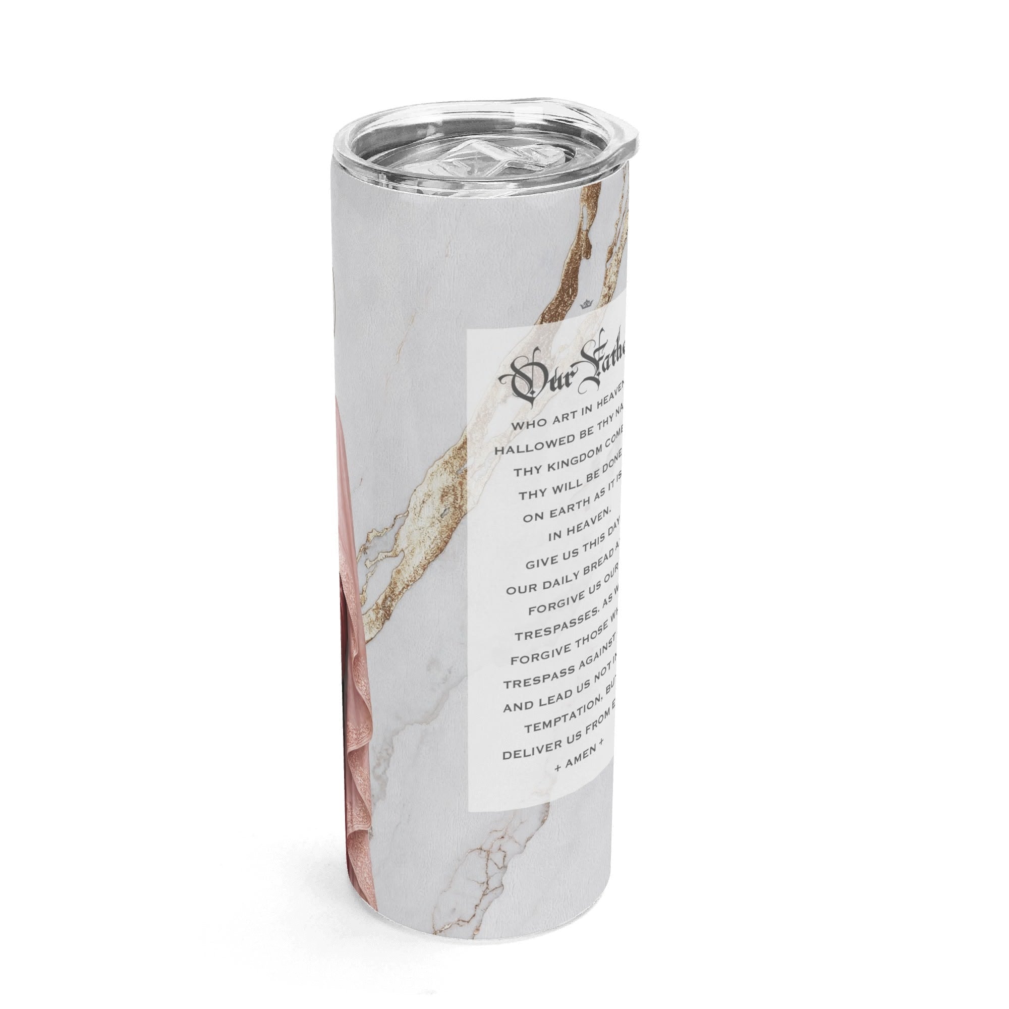 St. Anne Lord's Prayer Skinny Tumbler (Blanc Marble 20 oz) - Venxara
