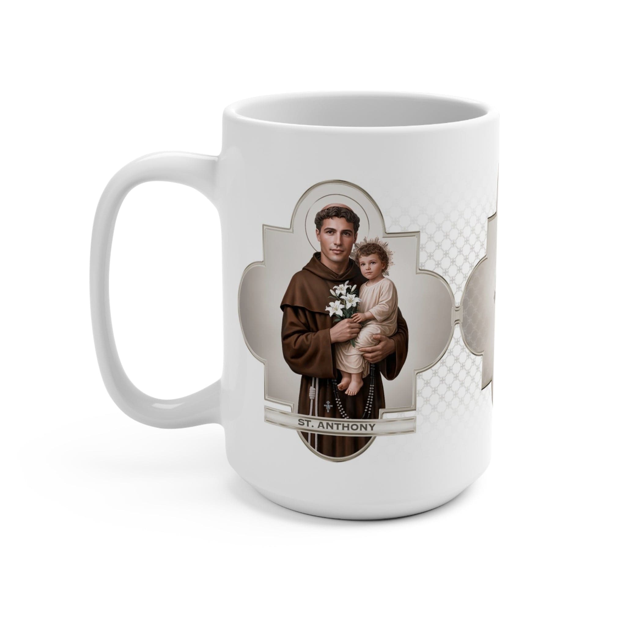 St. Anthony of Padua Ceramic Mug (White 15 oz) Copyright VENXARA