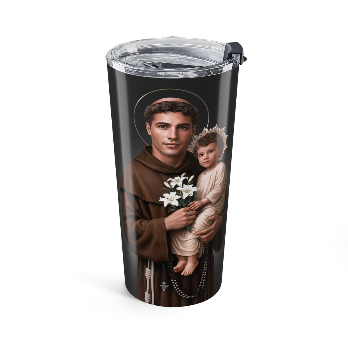 St. Anthony of Padua Lord's Prayer Tumbler (Ash 20 oz) Copyright VENXARA