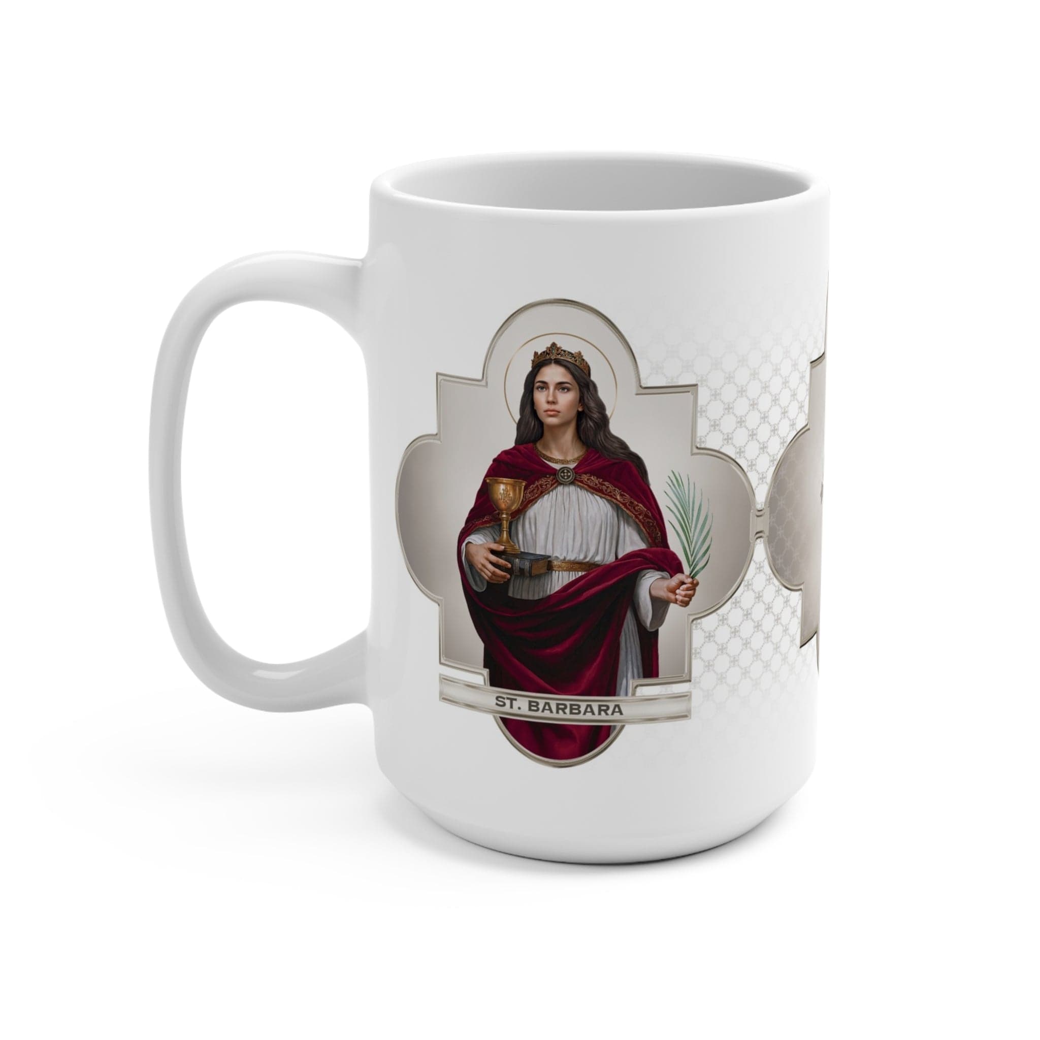 St. Barbara Ceramic Mug (White 15 oz) Copyright VENXARA