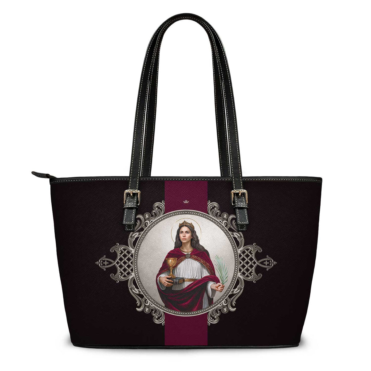 St. Barbara Medallion Tote Bag (Black) Copyright VENXARA