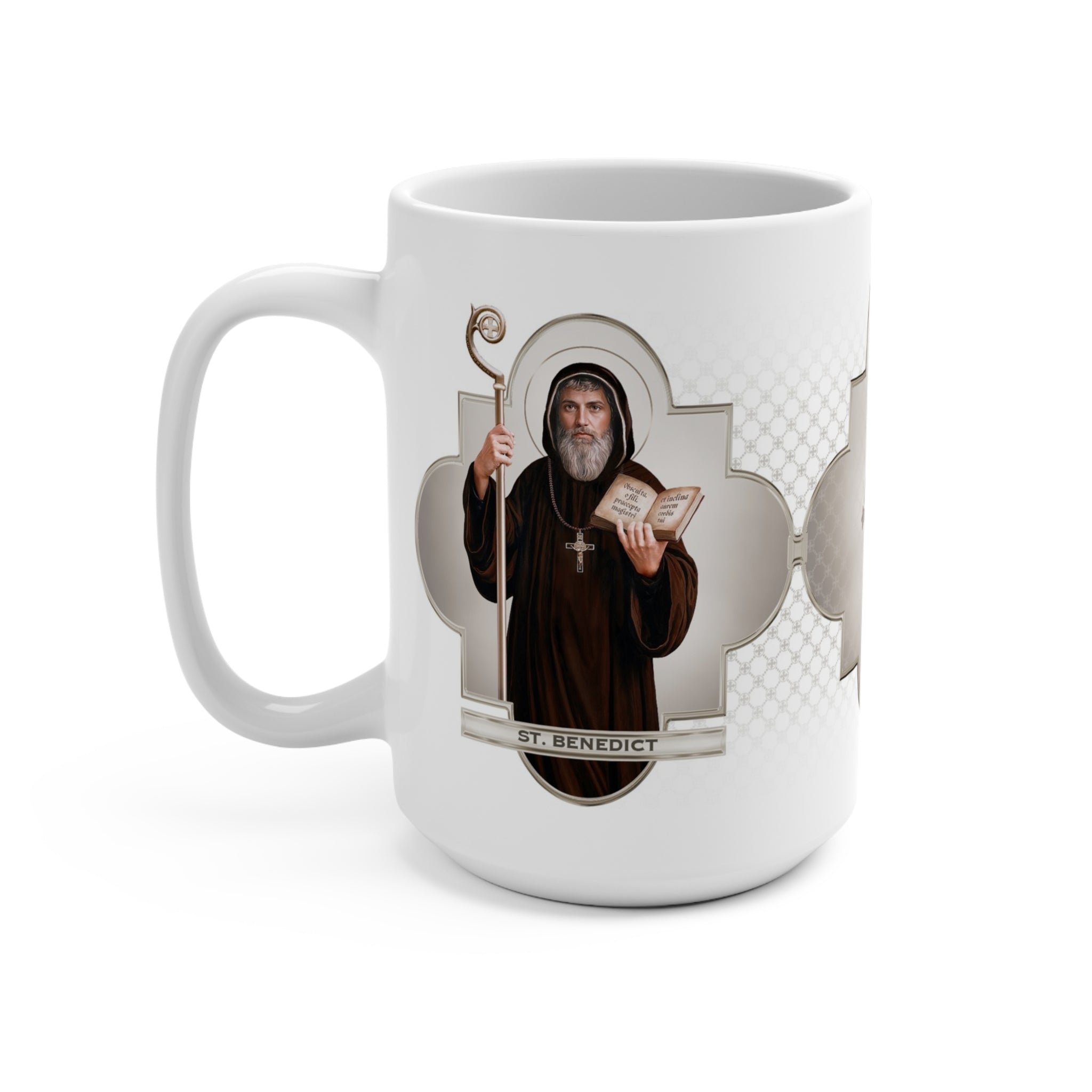 St. Benedict Ceramic Mug (White 15 oz) - VENXARA®