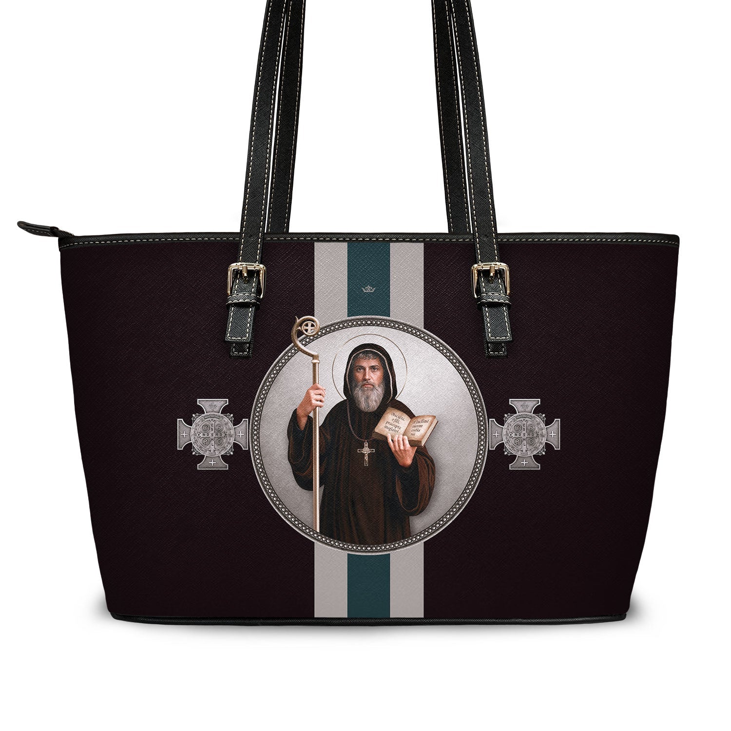 St. Benedict Medallion Tote Bag (Black) - VENXARA®