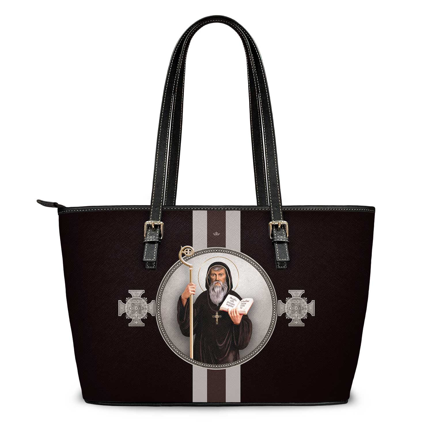 St. Benedict Medallion Tote Bag (Black) - VENXARA®